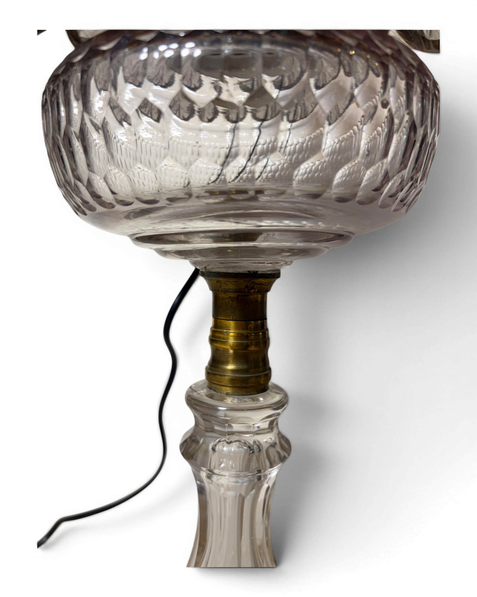 Vintage-Style Electrified Glass Table Lamp with Bell-Shaped Lampshade