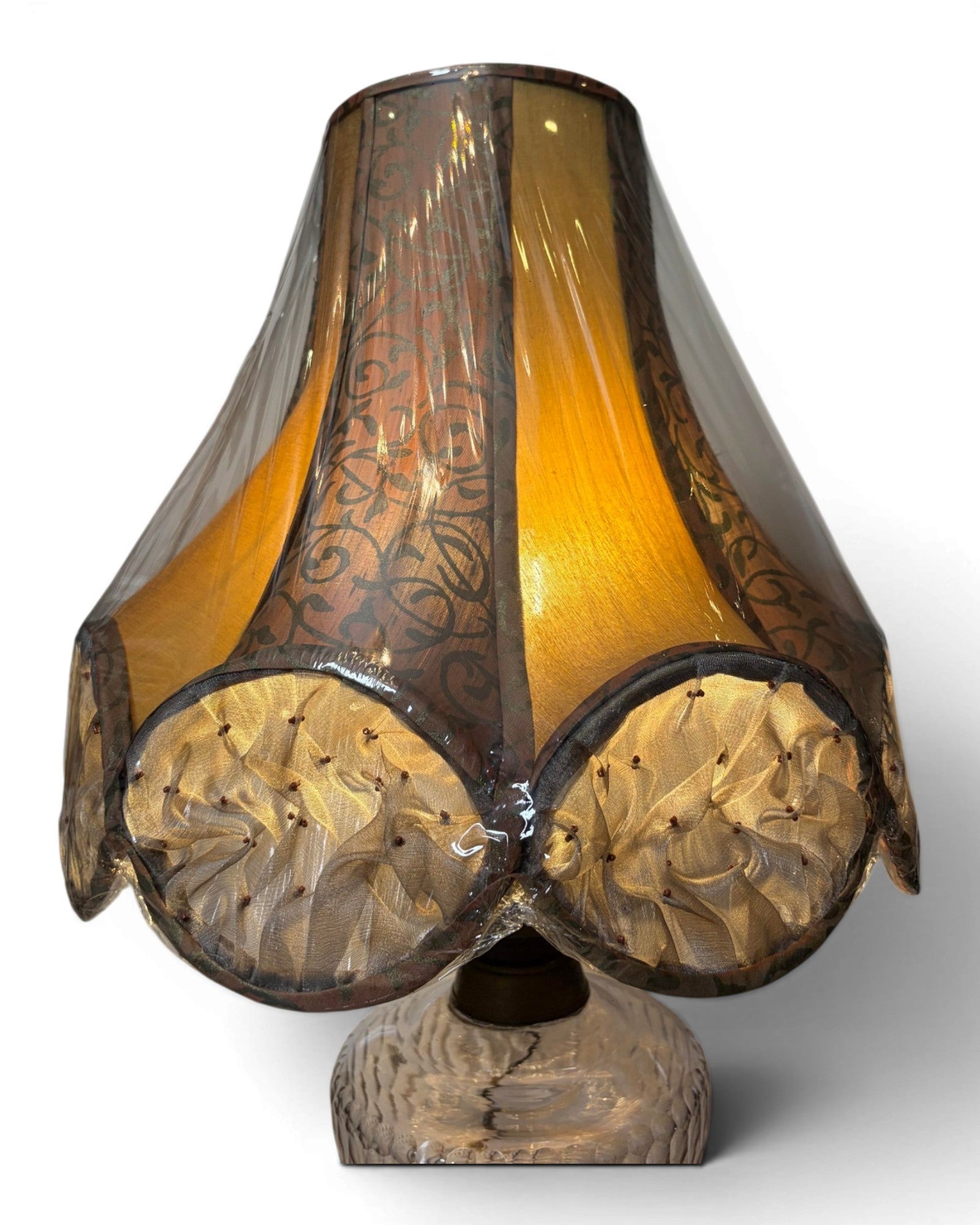 Vintage-Style Electrified Glass Table Lamp with Bell-Shaped Lampshade