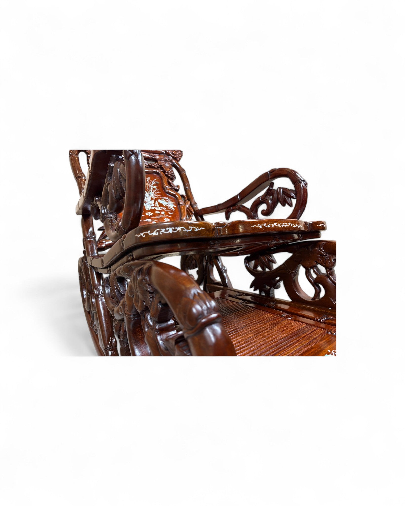 Chinese Mother-of-Pearl Inlaid Rosewood Rocking Recliner (Imperial-Style “Taishi” Chair)