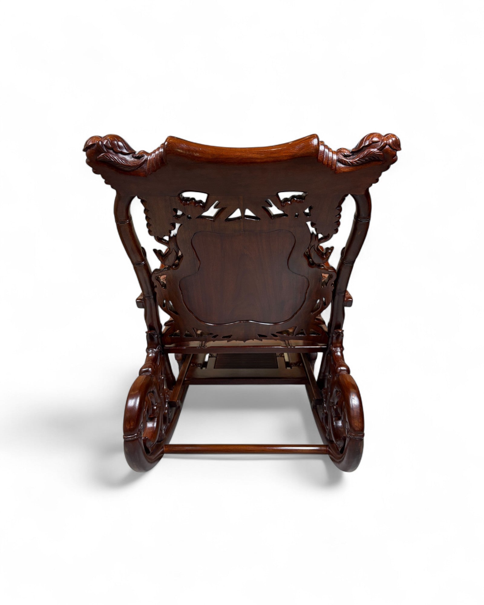 Chinese Mother-of-Pearl Inlaid Rosewood Rocking Recliner (Imperial-Style “Taishi” Chair)