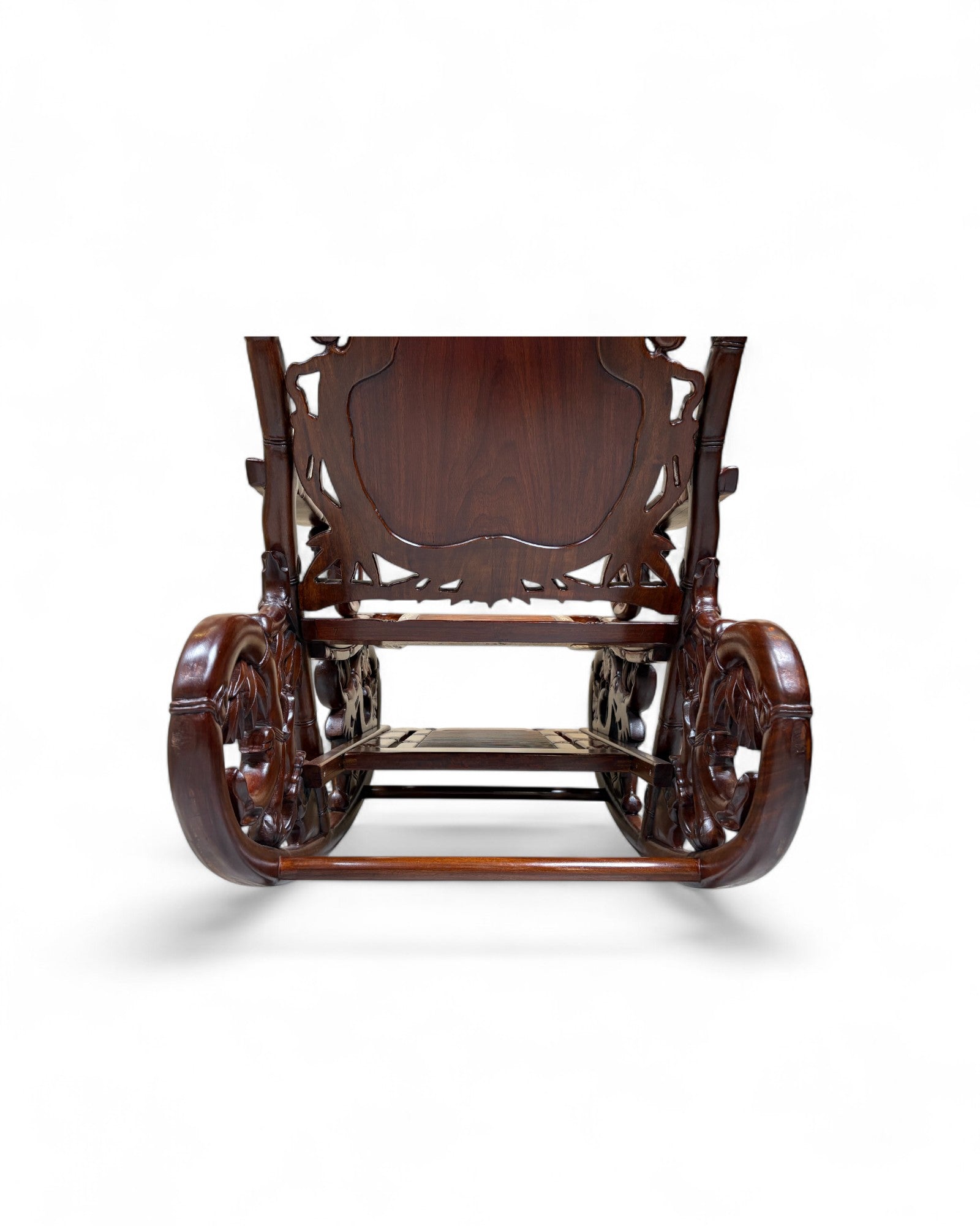 Chinese Mother-of-Pearl Inlaid Rosewood Rocking Recliner (Imperial-Style “Taishi” Chair)