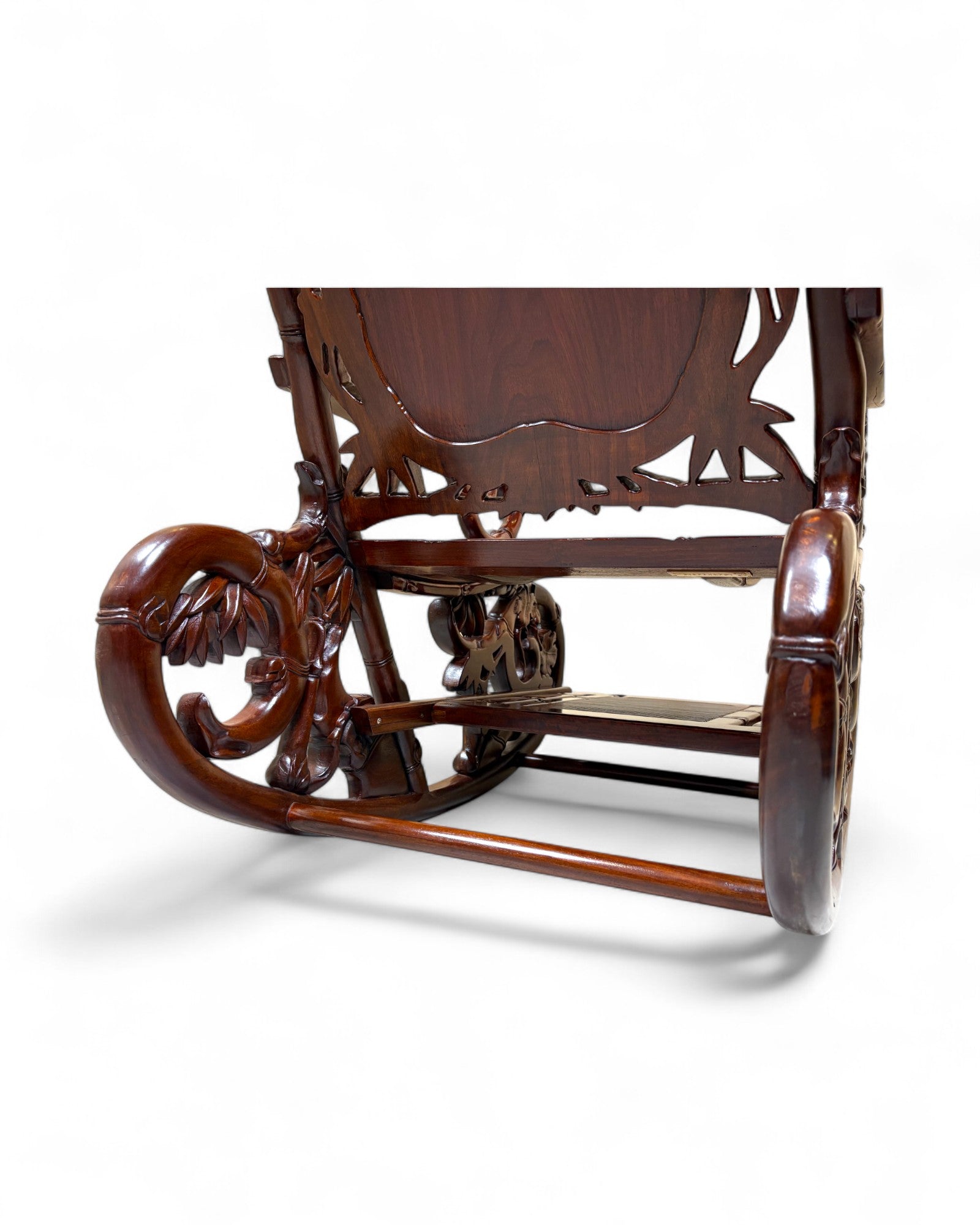 Chinese Mother-of-Pearl Inlaid Rosewood Rocking Recliner (Imperial-Style “Taishi” Chair)