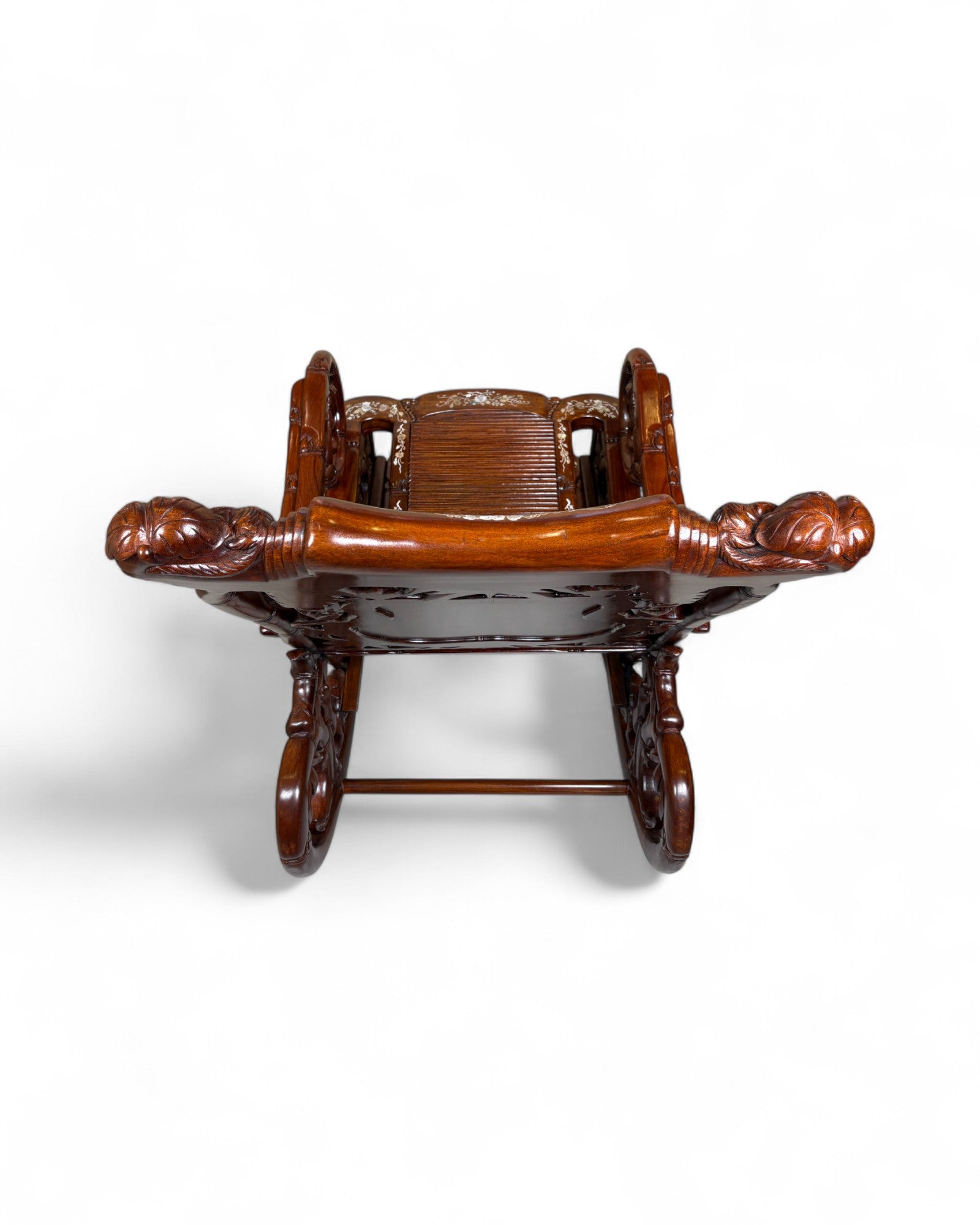 Chinese Mother-of-Pearl Inlaid Rosewood Rocking Recliner (Imperial-Style “Taishi” Chair)