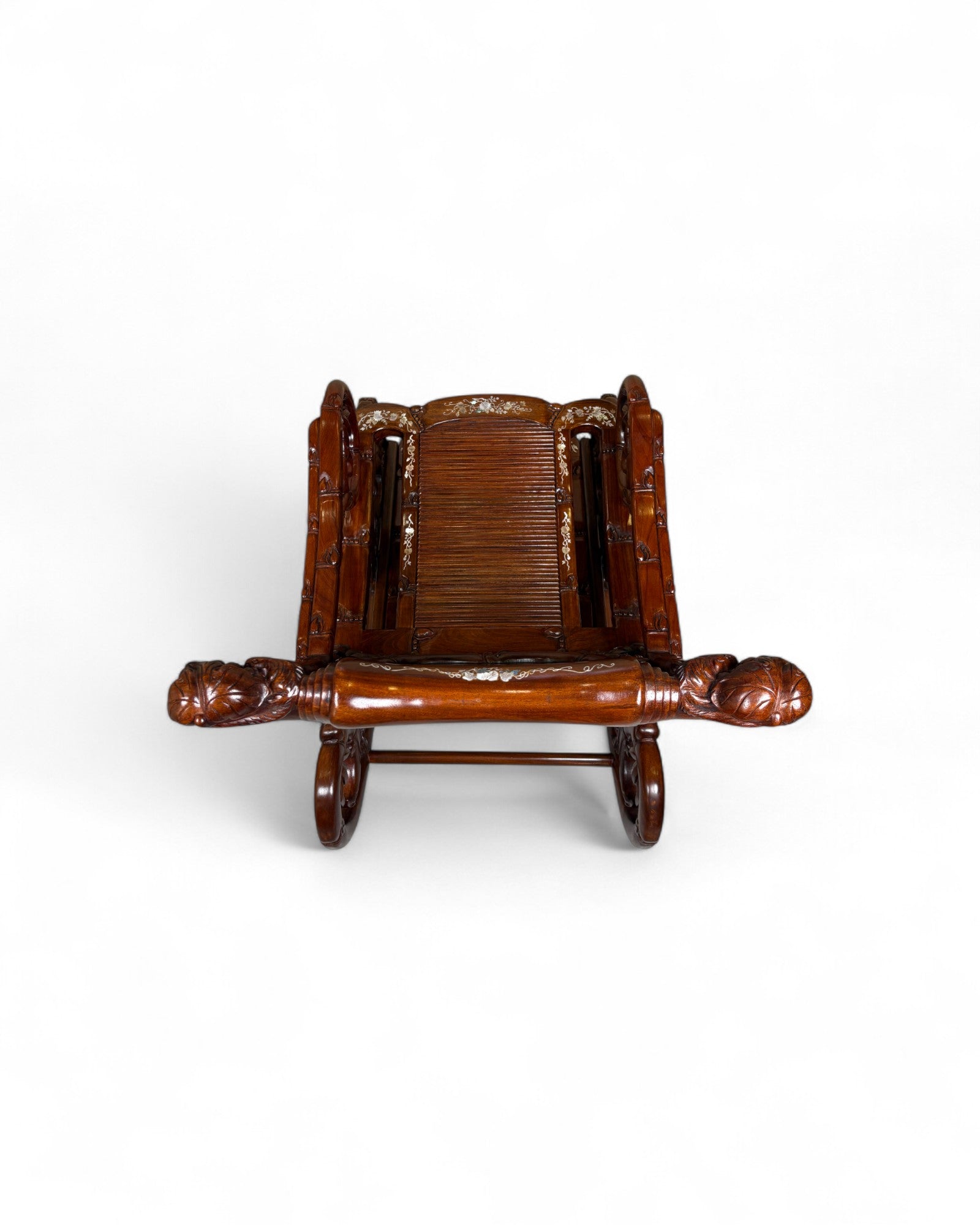 Chinese Mother-of-Pearl Inlaid Rosewood Rocking Recliner (Imperial-Style “Taishi” Chair)