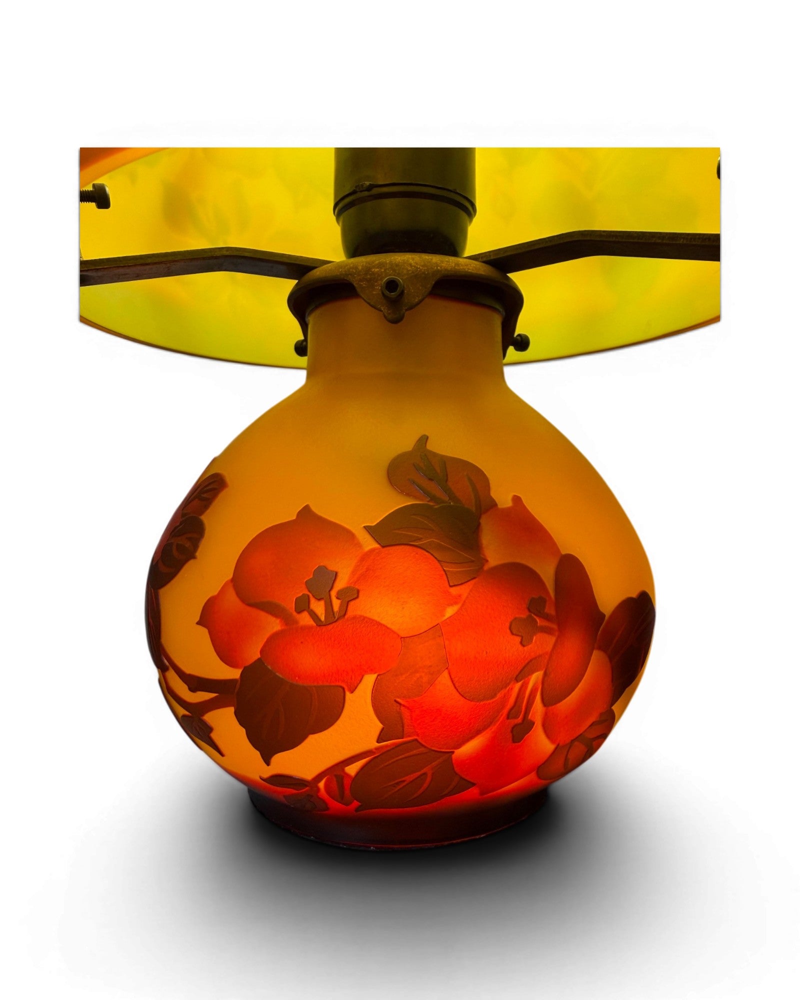 Art Nouveau Cameo Glass Table Lamp - Red