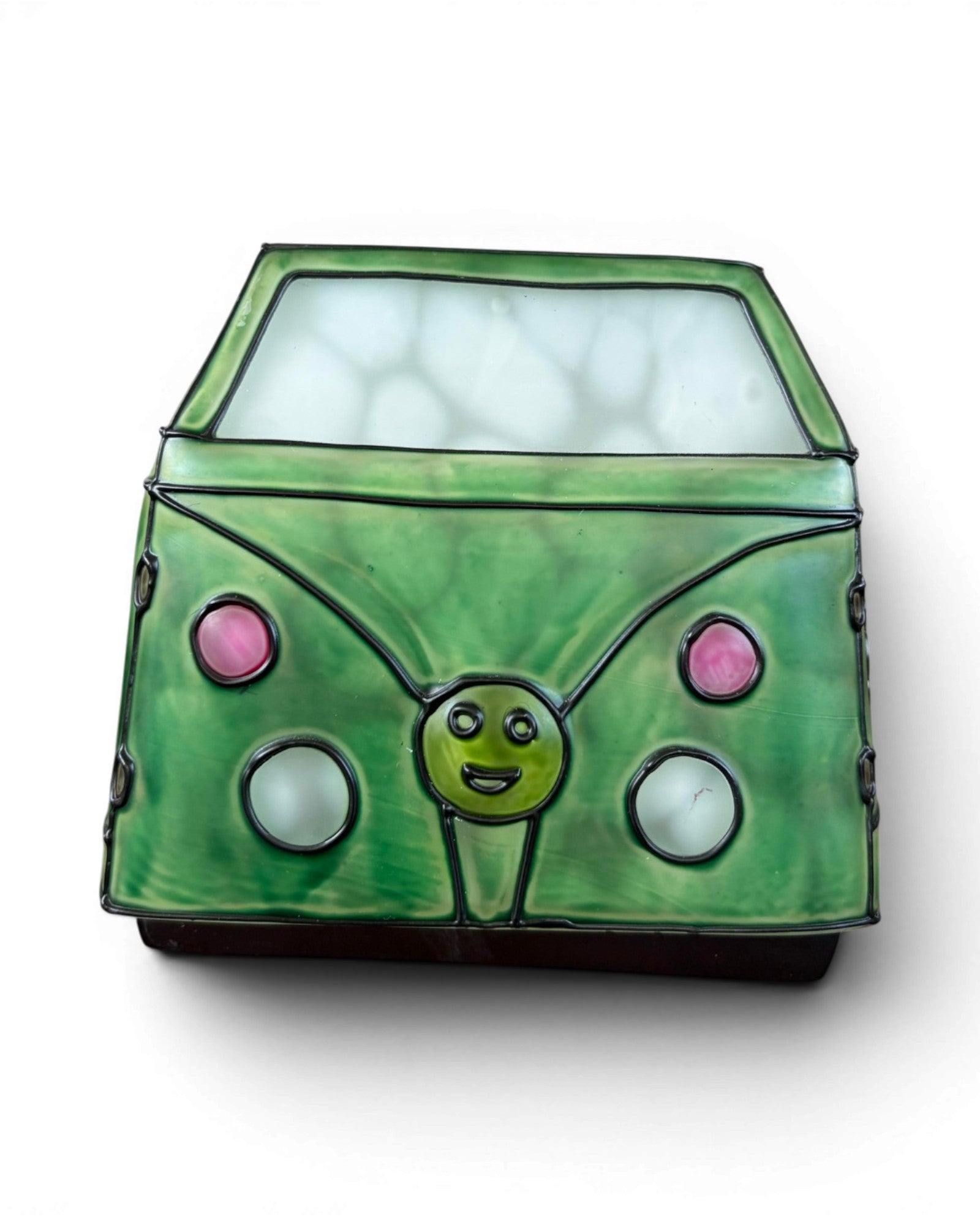 Frosted Green Art Glass Classic Van Table Lamp