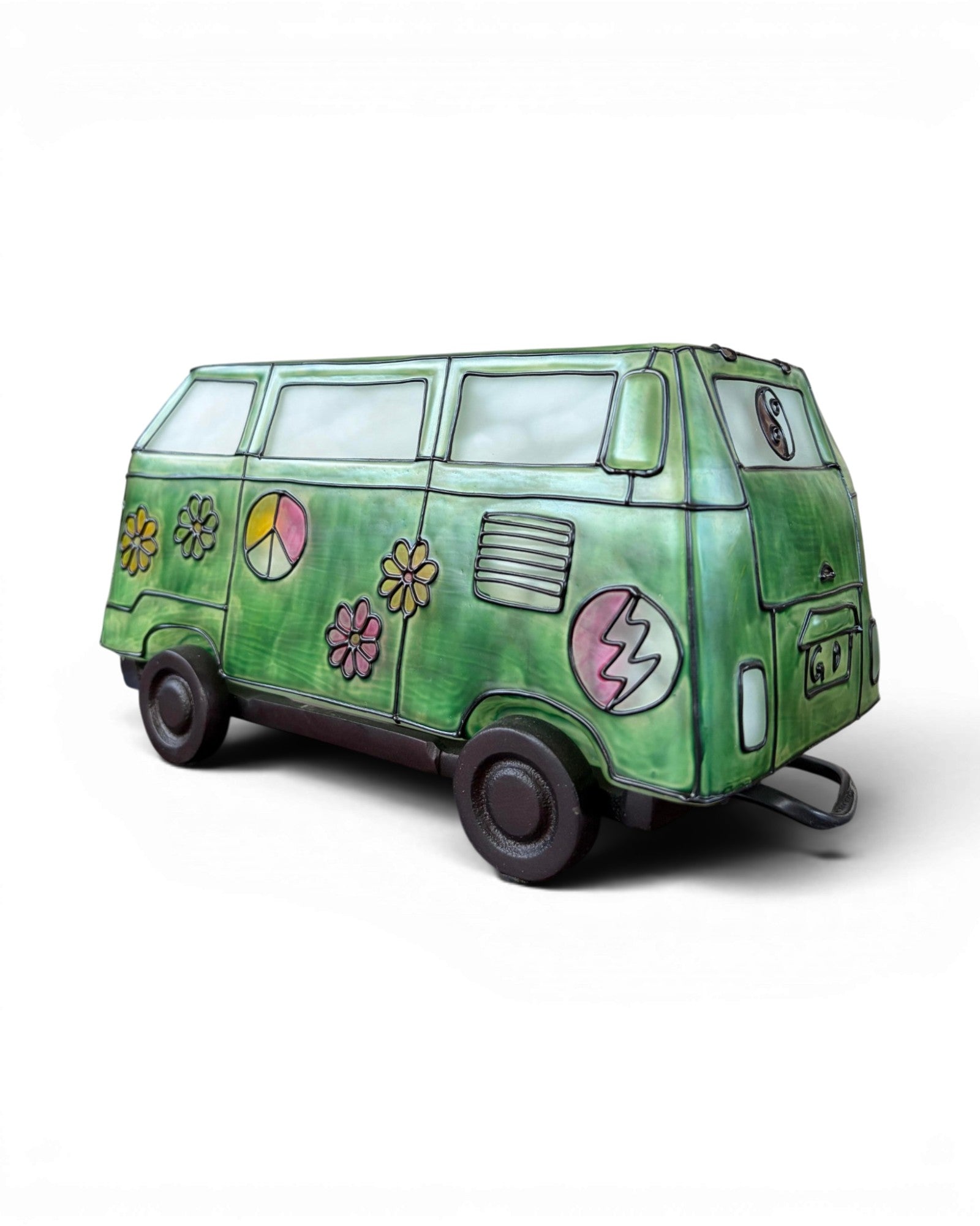 Frosted Green Art Glass Classic Van Table Lamp