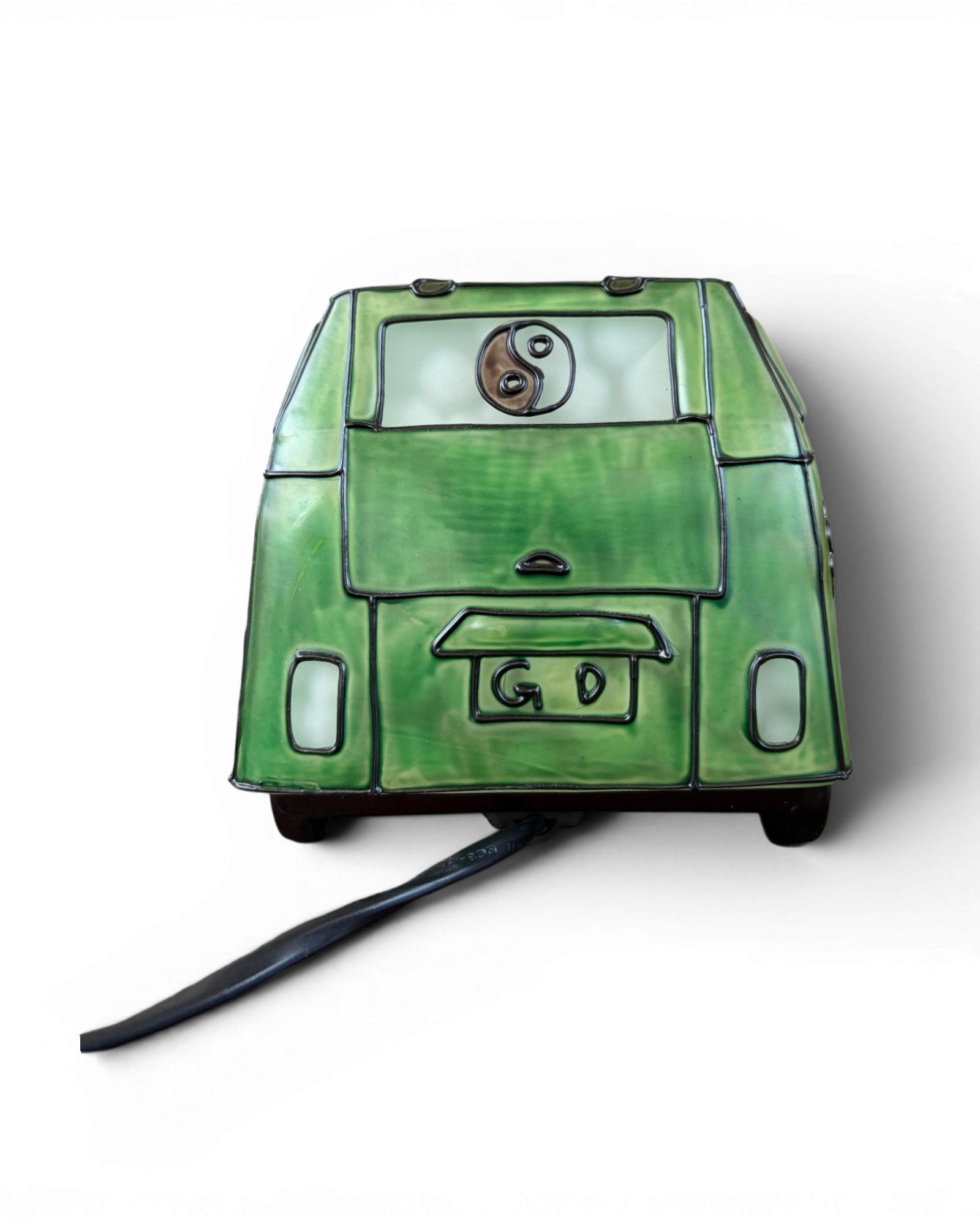 Frosted Green Art Glass Classic Van Table Lamp
