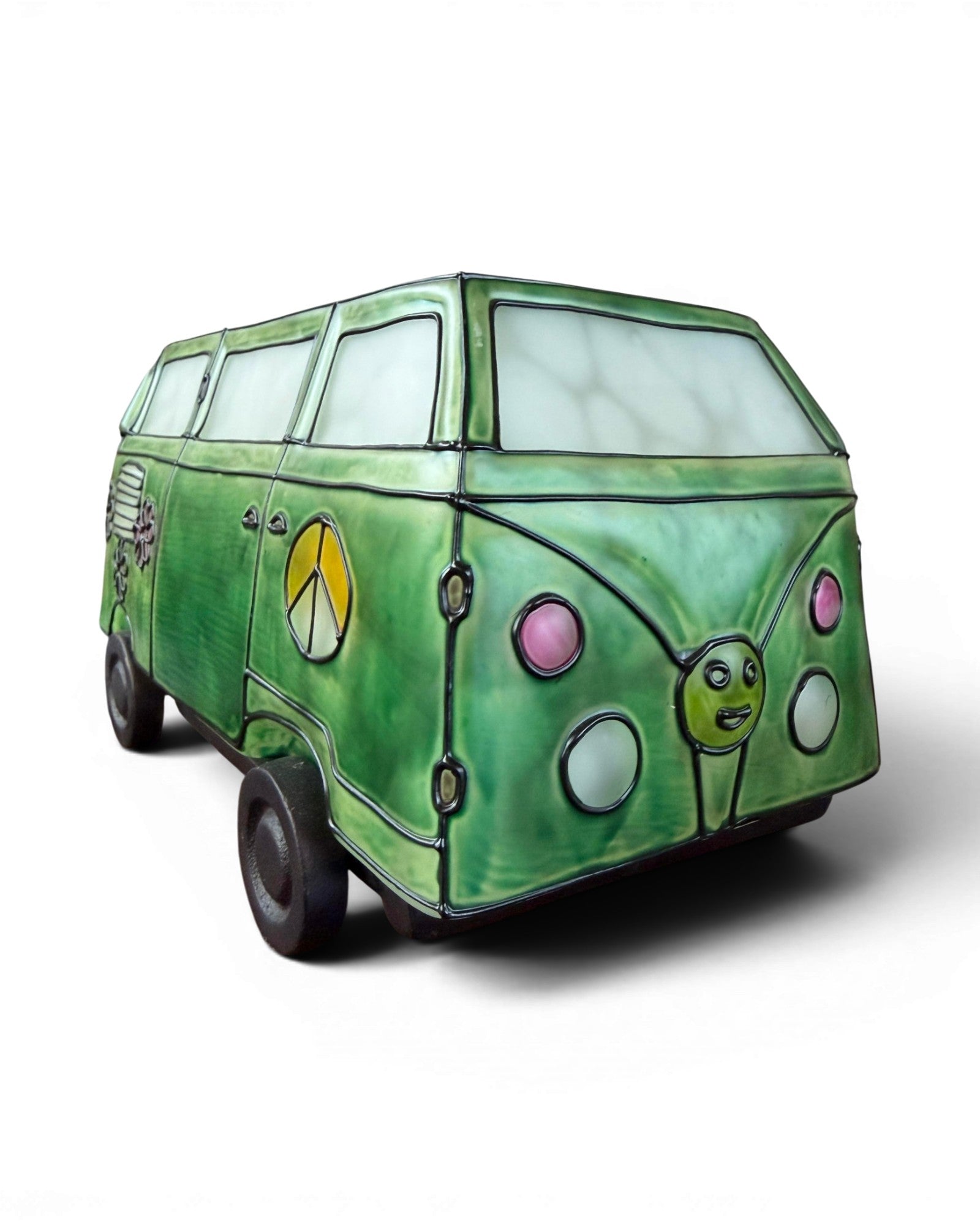 Frosted Green Art Glass Classic Van Table Lamp