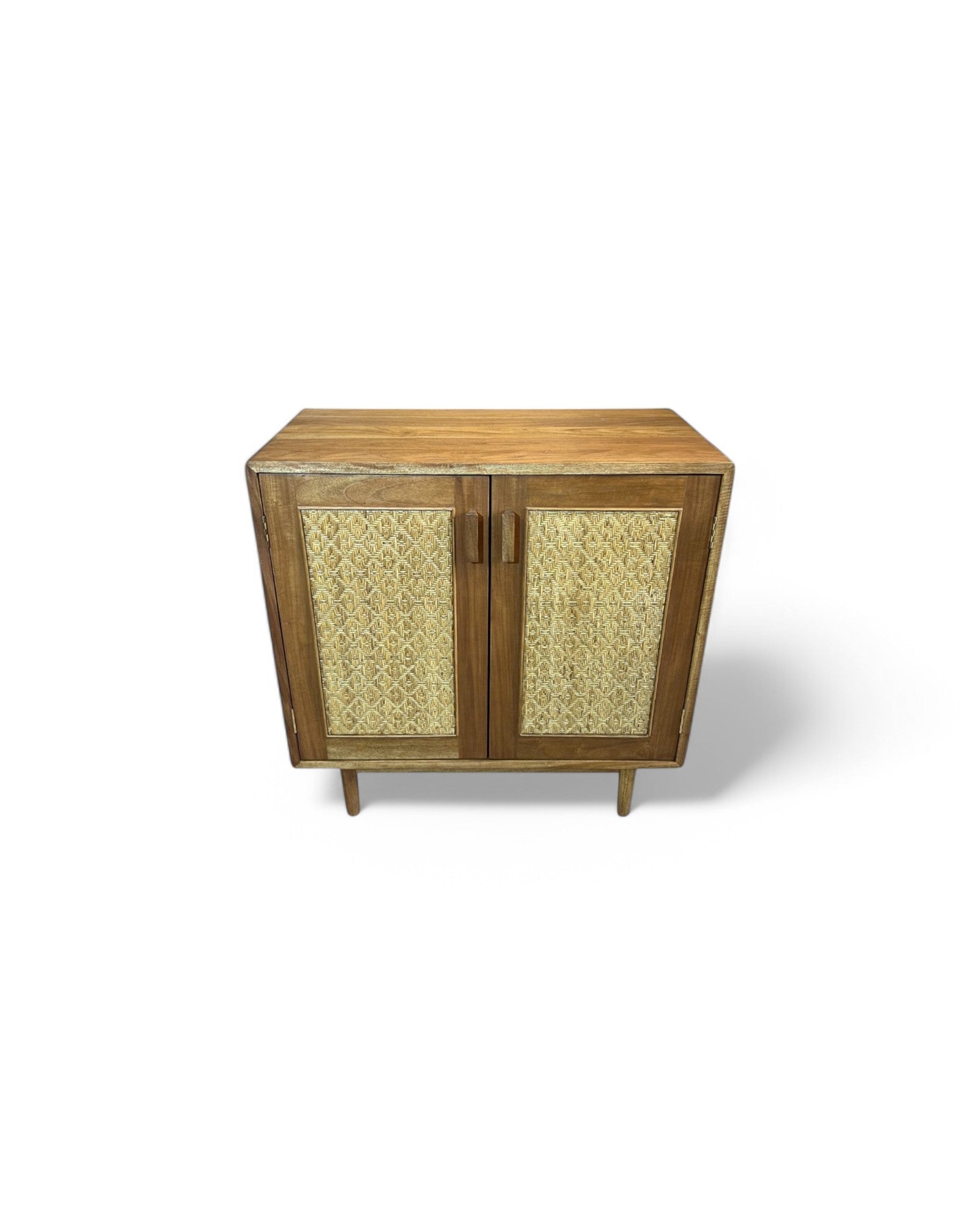 Sadao Wood Diamond Weave Rattan Low Sideboard