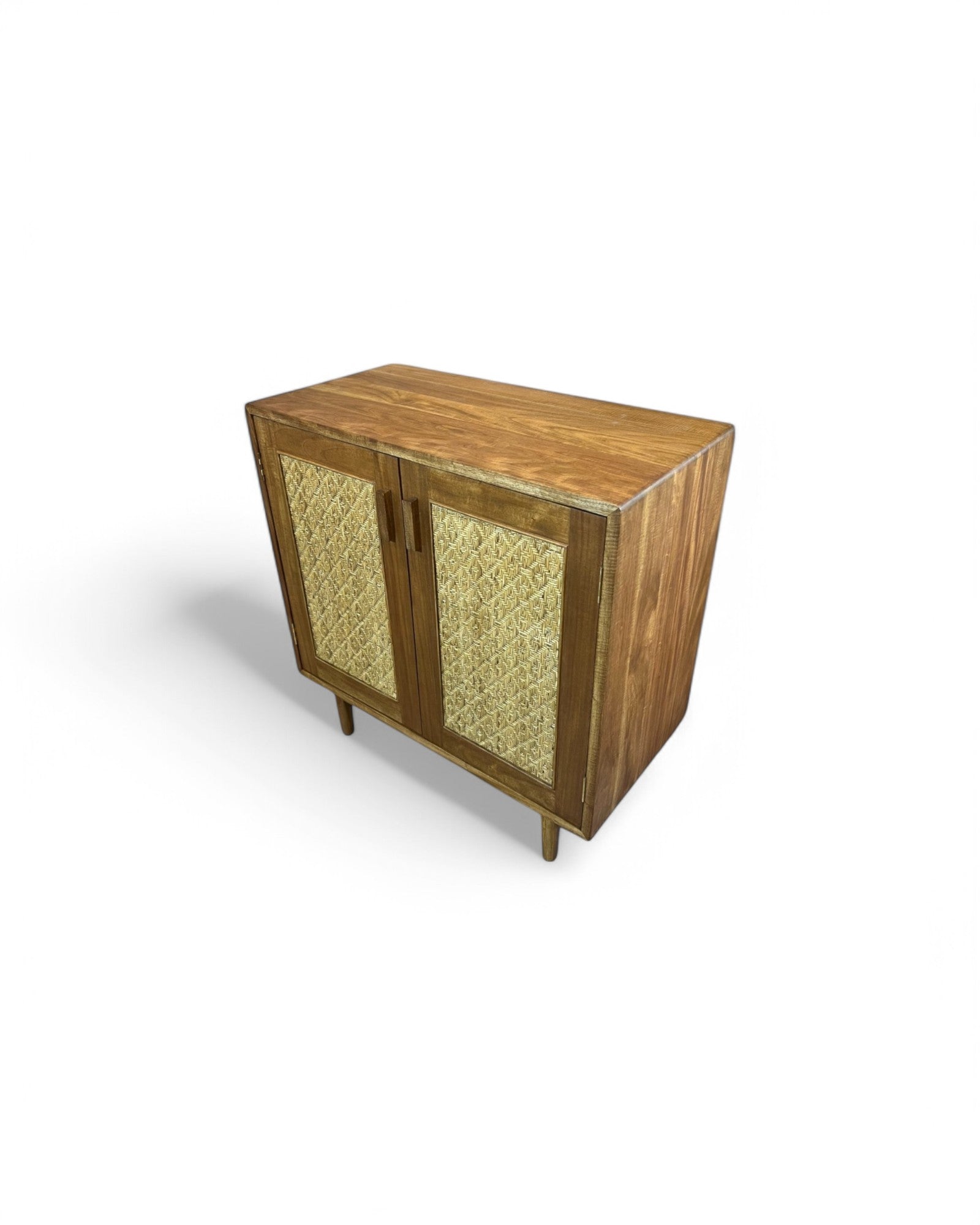 Sadao Wood Diamond Weave Rattan Low Sideboard