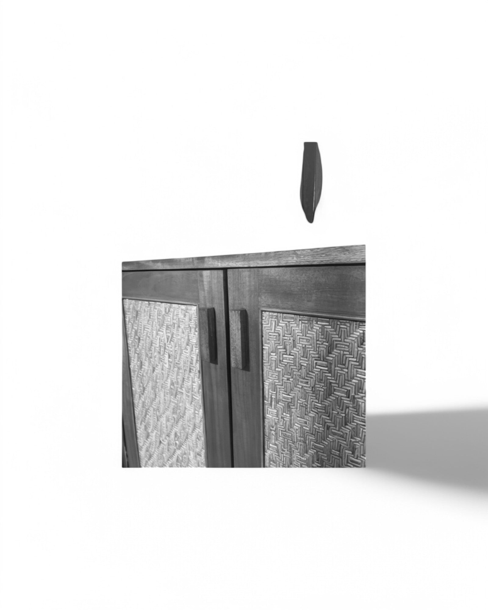 Sadao Wood Diamond Weave Rattan Low Sideboard