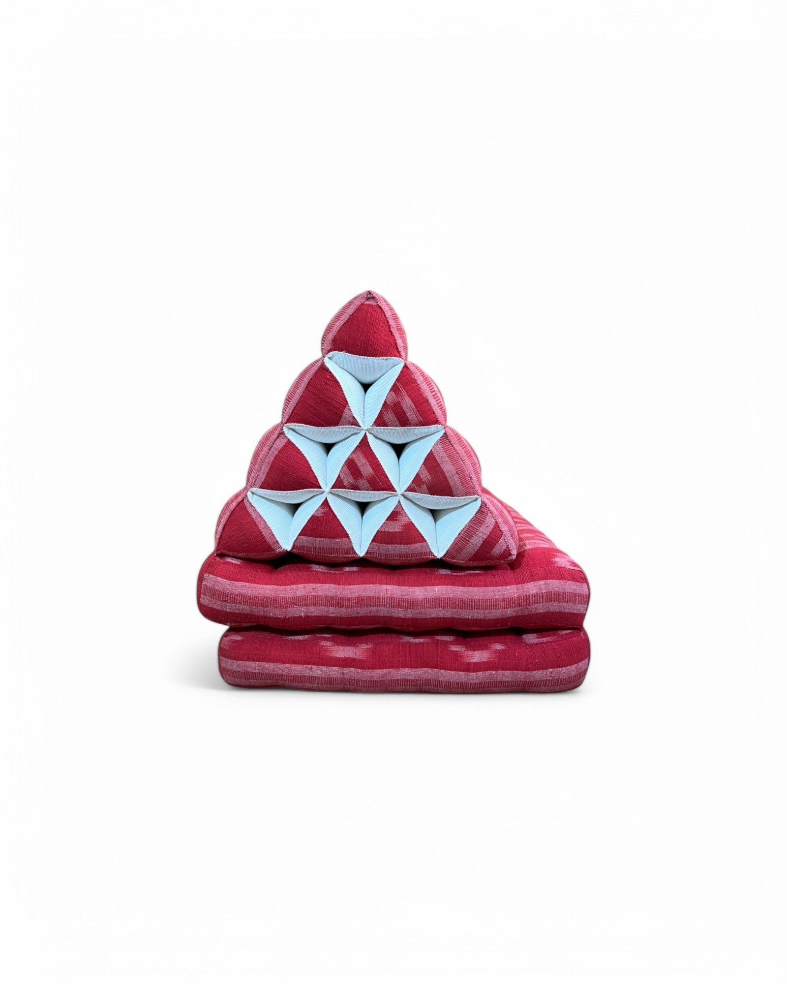 Red & White Thai Weave Pattern Triangle Cushion