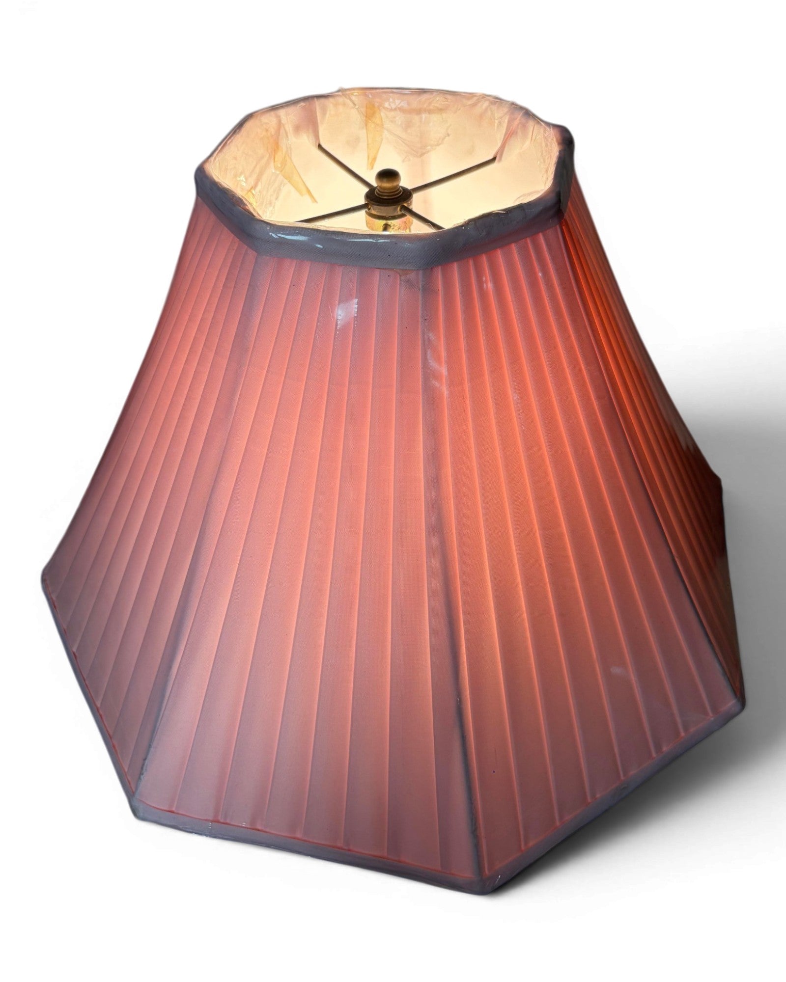 Vintage Clear Glass with Pleated Pink Shade Table Lamp