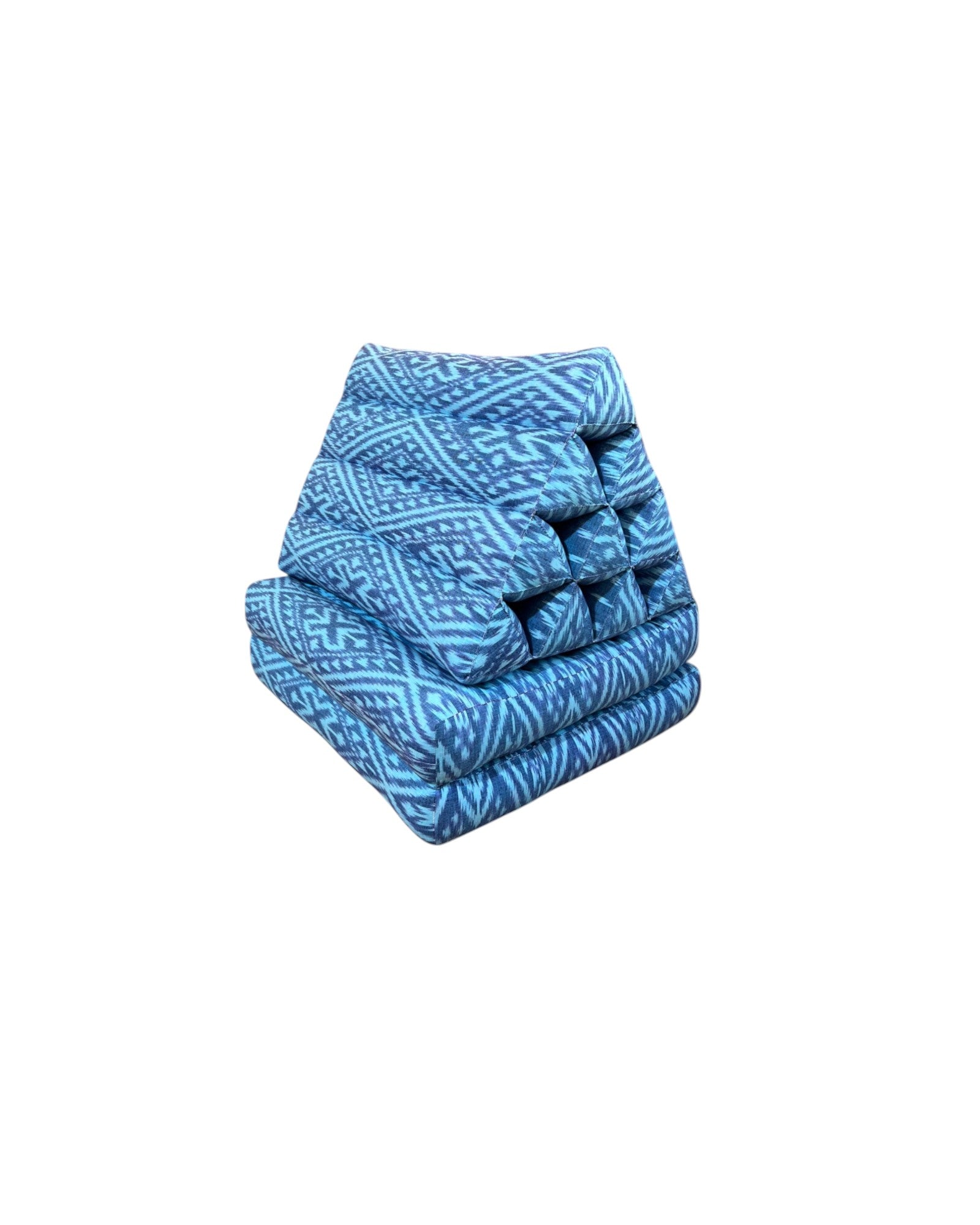 Ikat Sky Blue Thai Weave Triangle Cushion