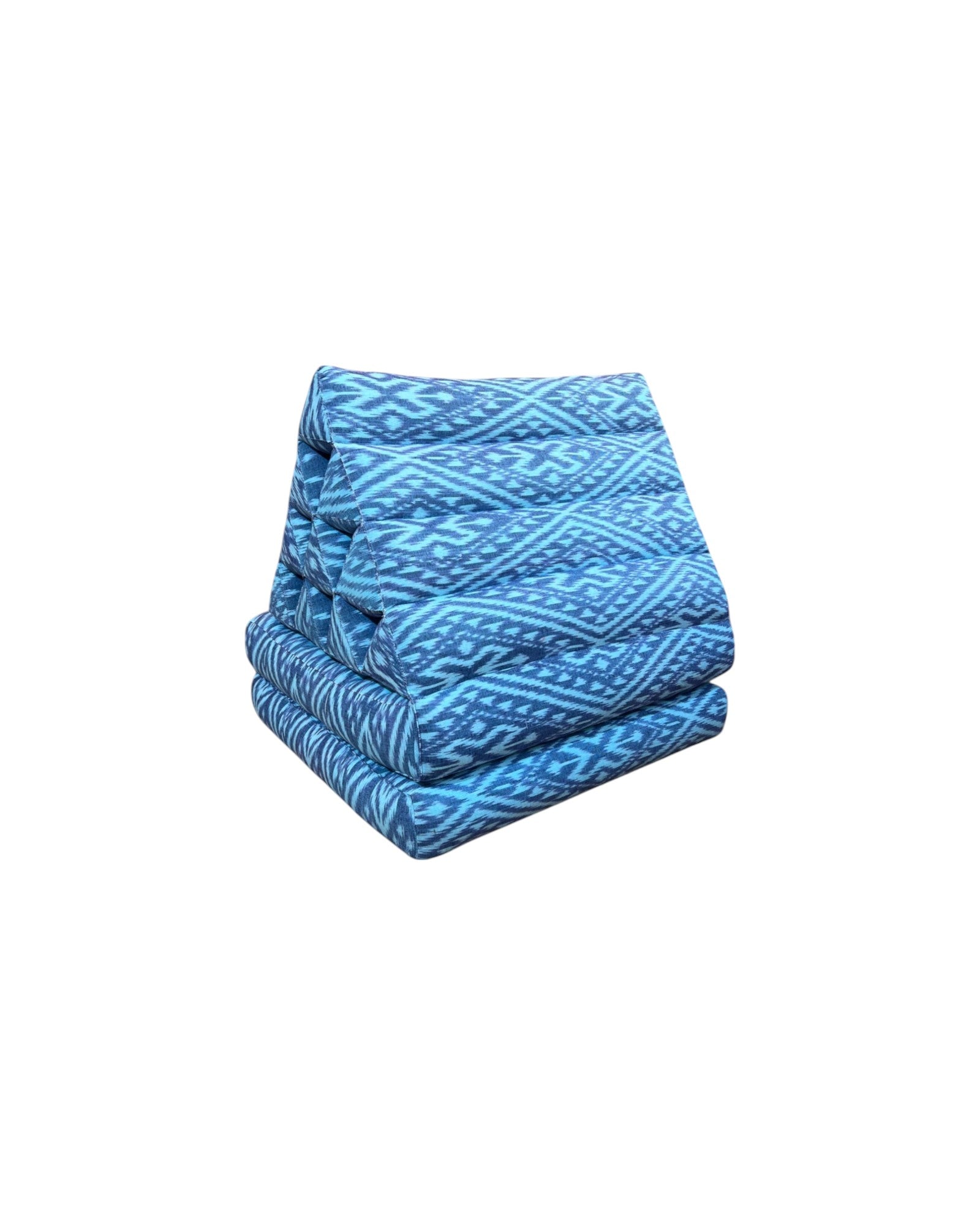 Ikat Sky Blue Thai Weave Triangle Cushion