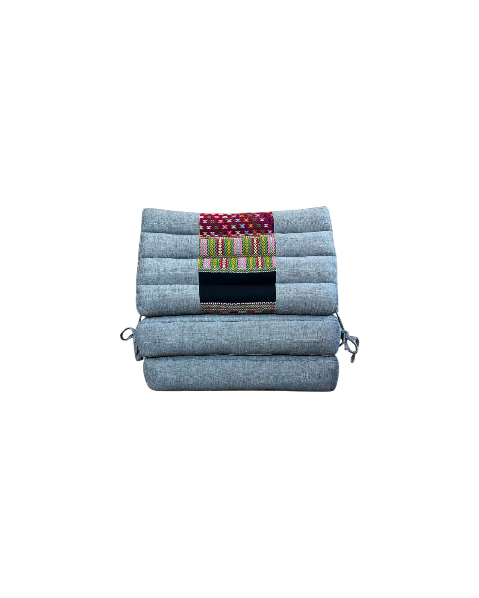 Hilltribe Pattern Grey Thai Weave Long Strap Triangle Cushion