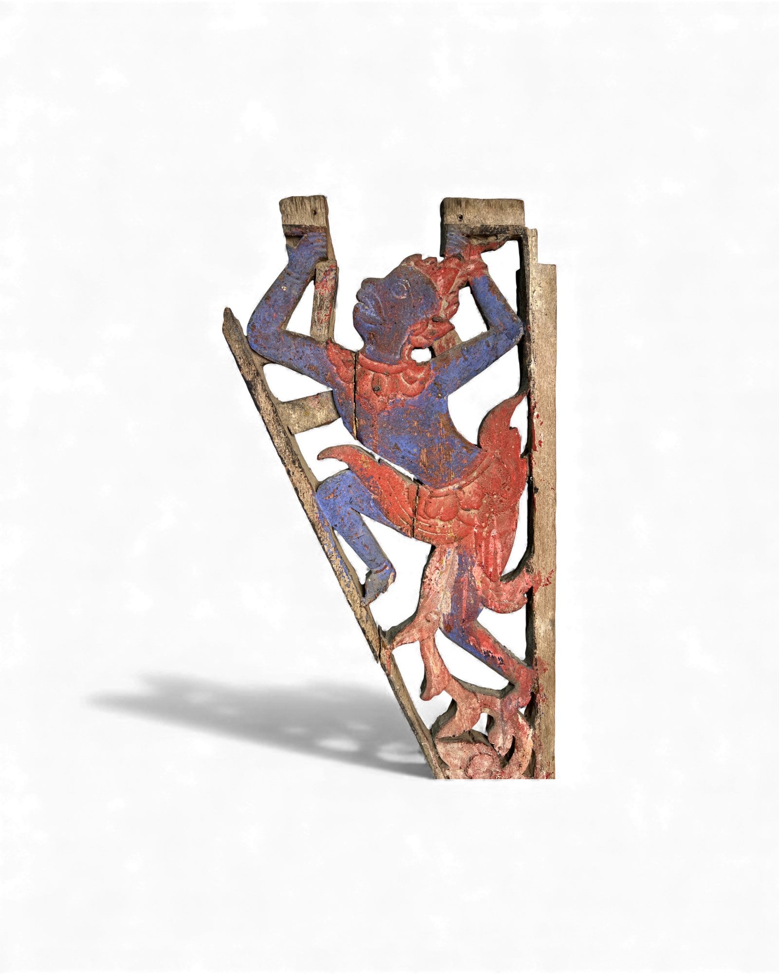 Thai Lanna Temple Eave Bracket with Hanuman Figure - Surround Living - 4