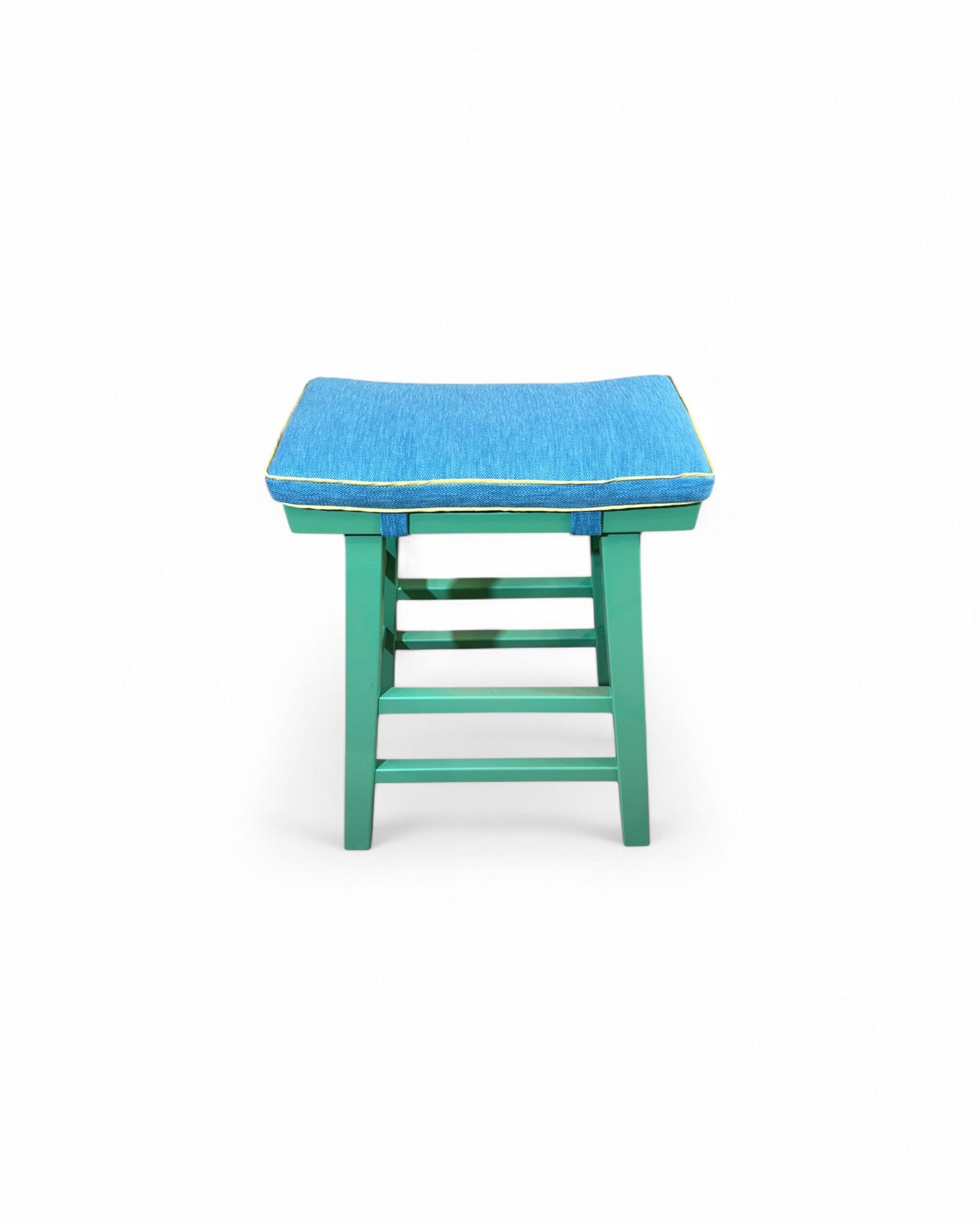 Turqouise Frame Sky Blue Thai Weaved Cushion Barstool - Surround Living - 6