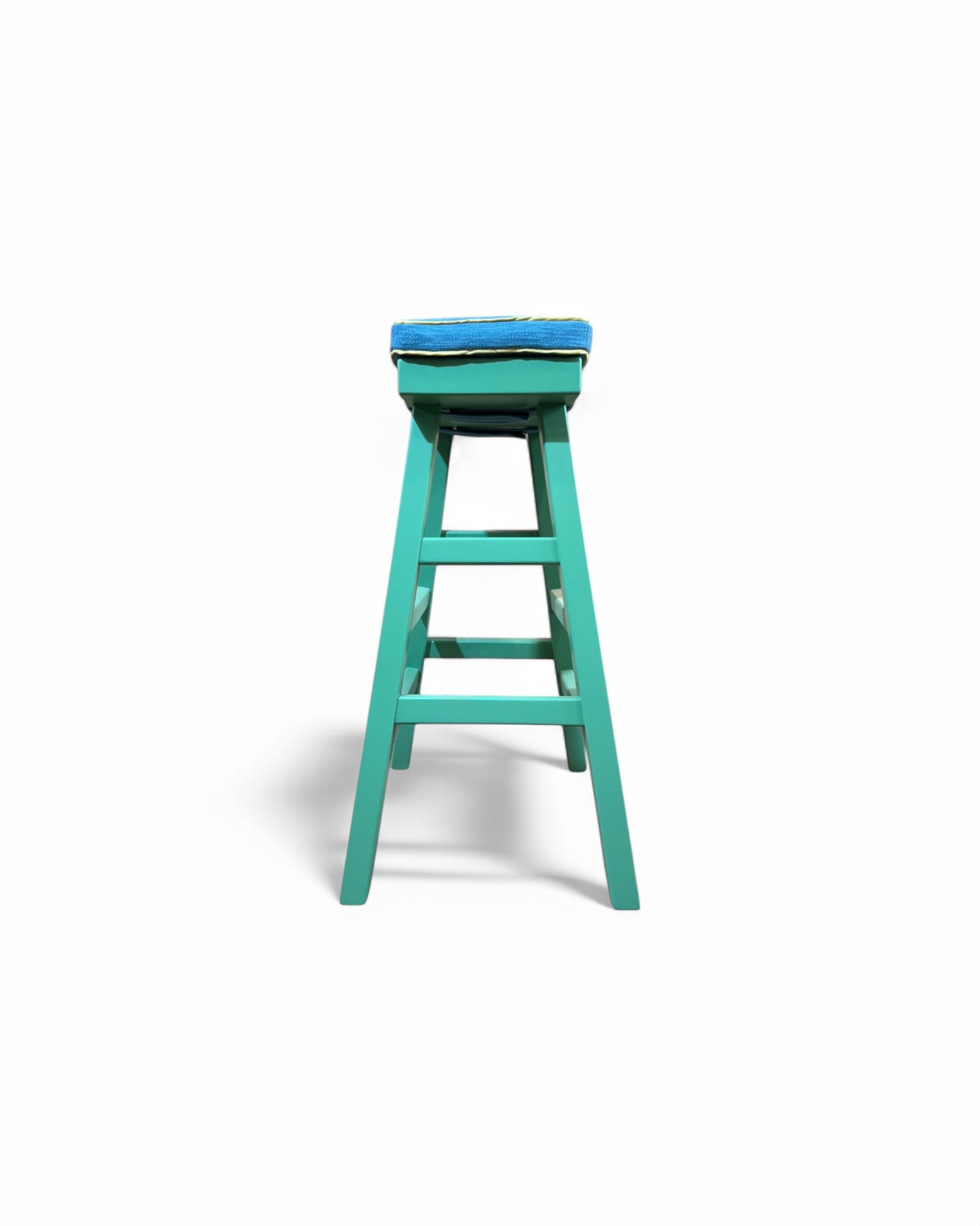 Turqouise Frame Sky Blue Thai Weaved Cushion Barstool - Surround Living - 3