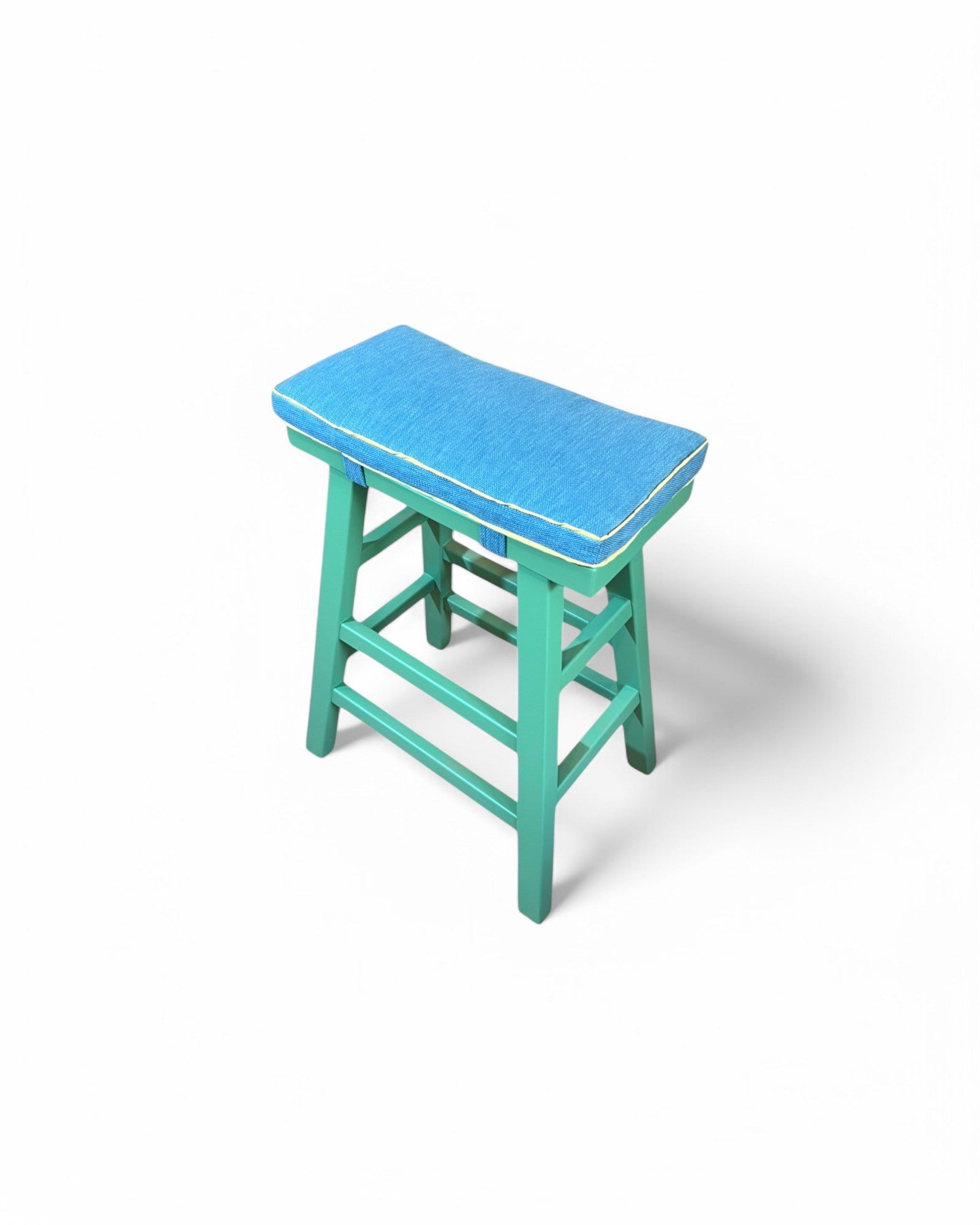 Turqouise Frame Sky Blue Thai Weaved Cushion Barstool - Surround Living - 9