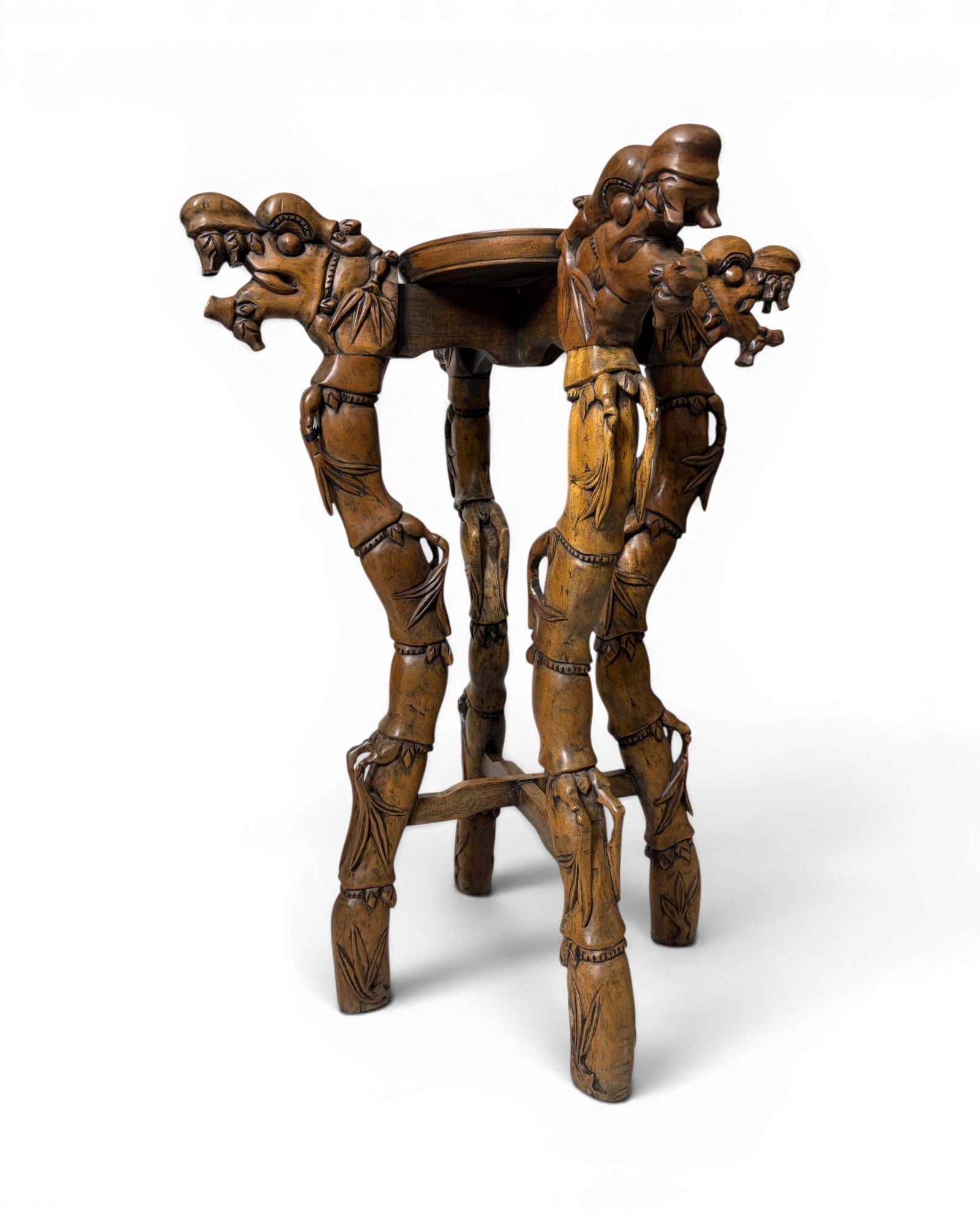 Vintage Chinese Carved Wooden Plant Stand