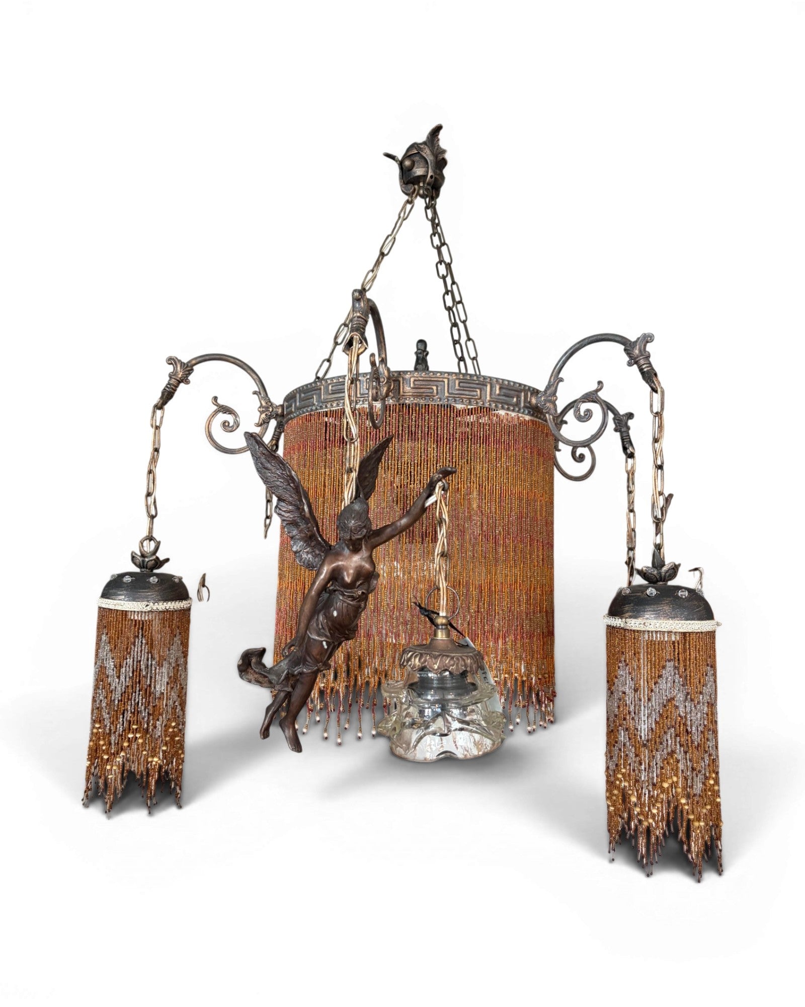 Antique-Style Hanging Lamp with Angel Figures
