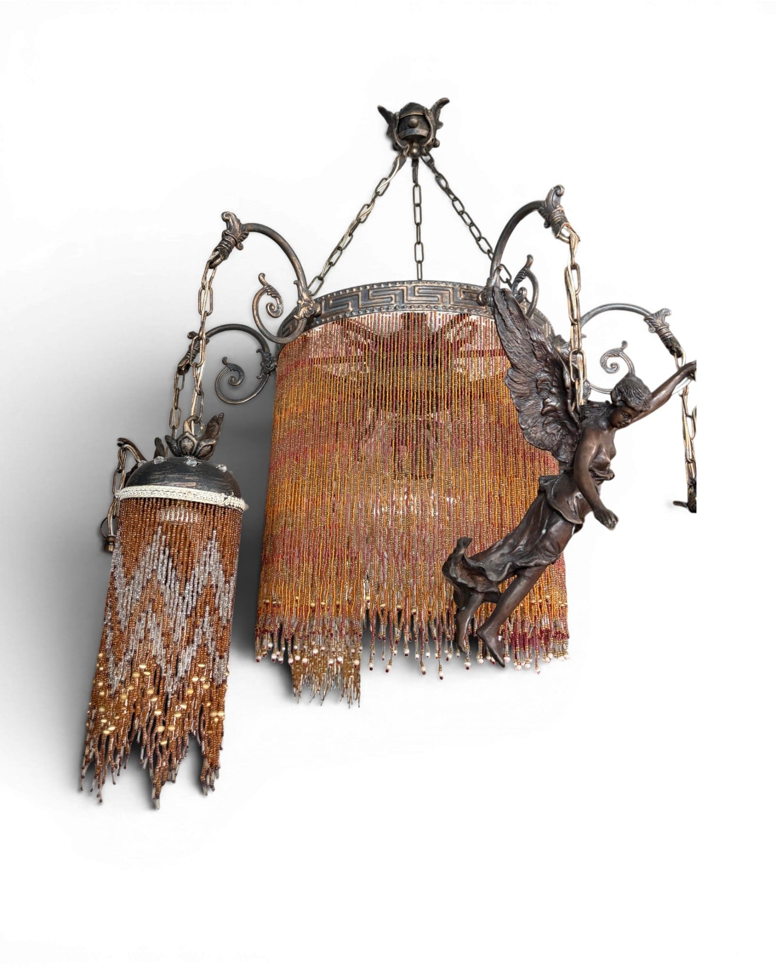 Antique-Style Hanging Lamp with Angel Figures