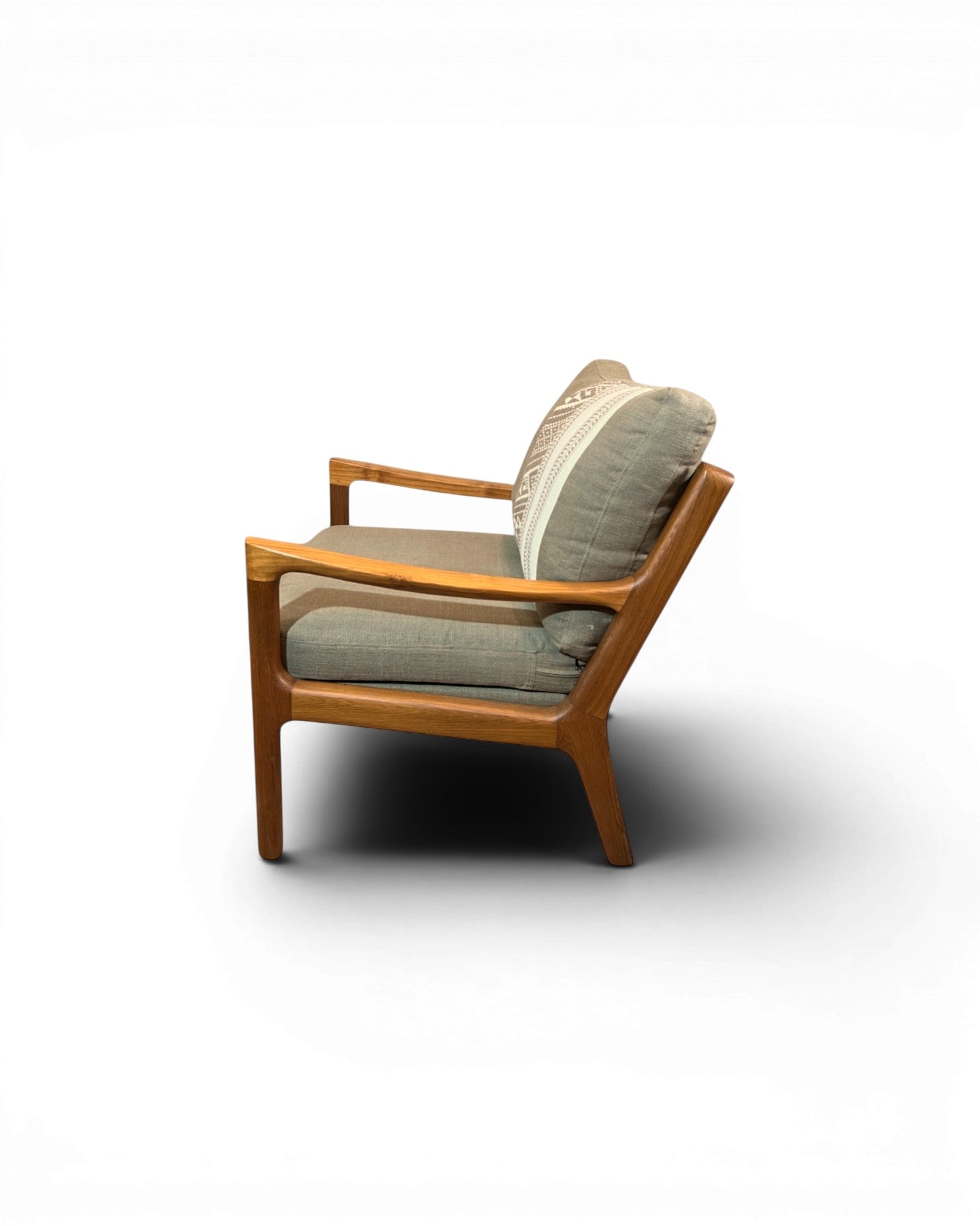 Ikat Khaki Thai Weave Teak Wood Armchair - Surround Living - 6