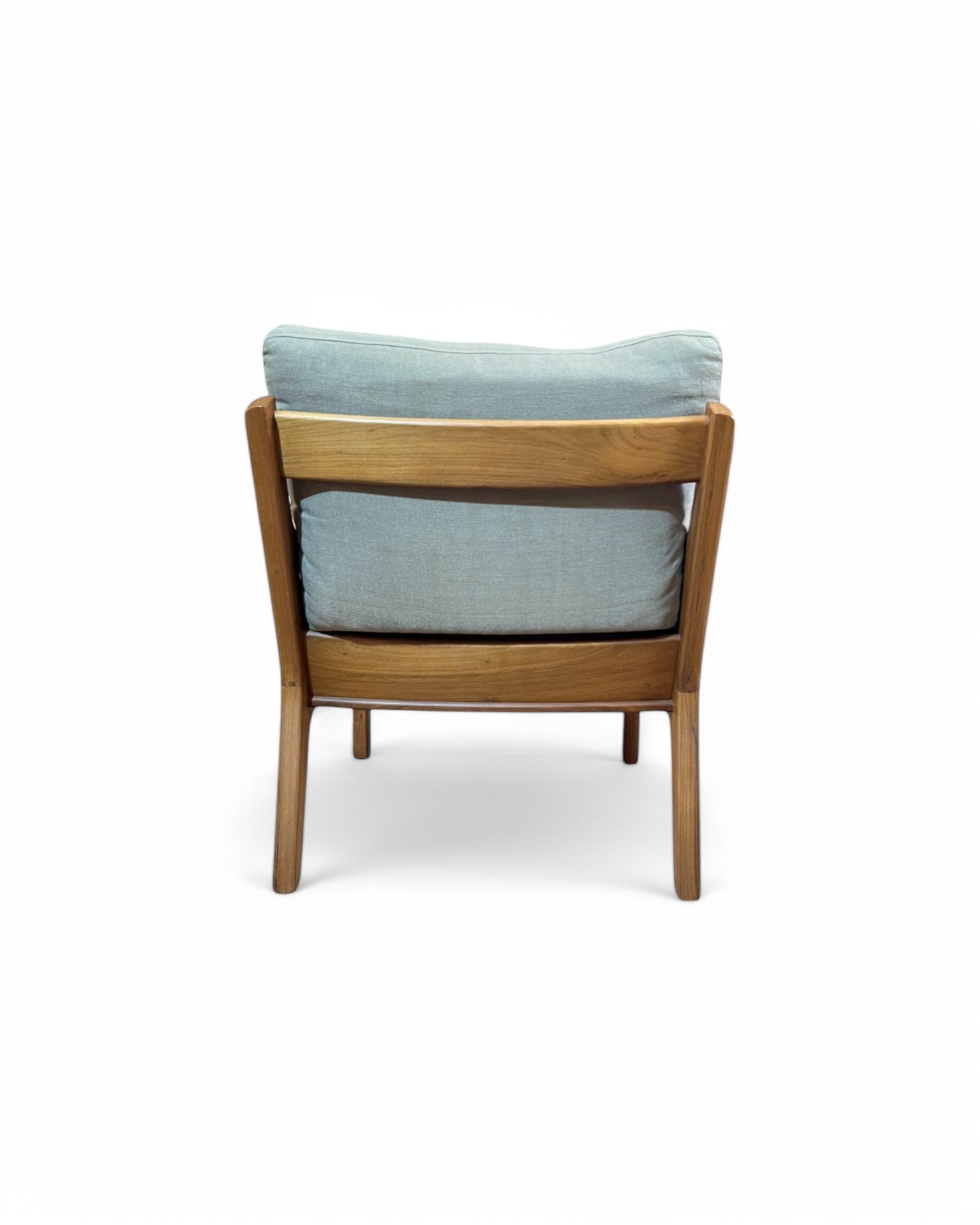 Ikat Khaki Thai Weave Teak Wood Armchair