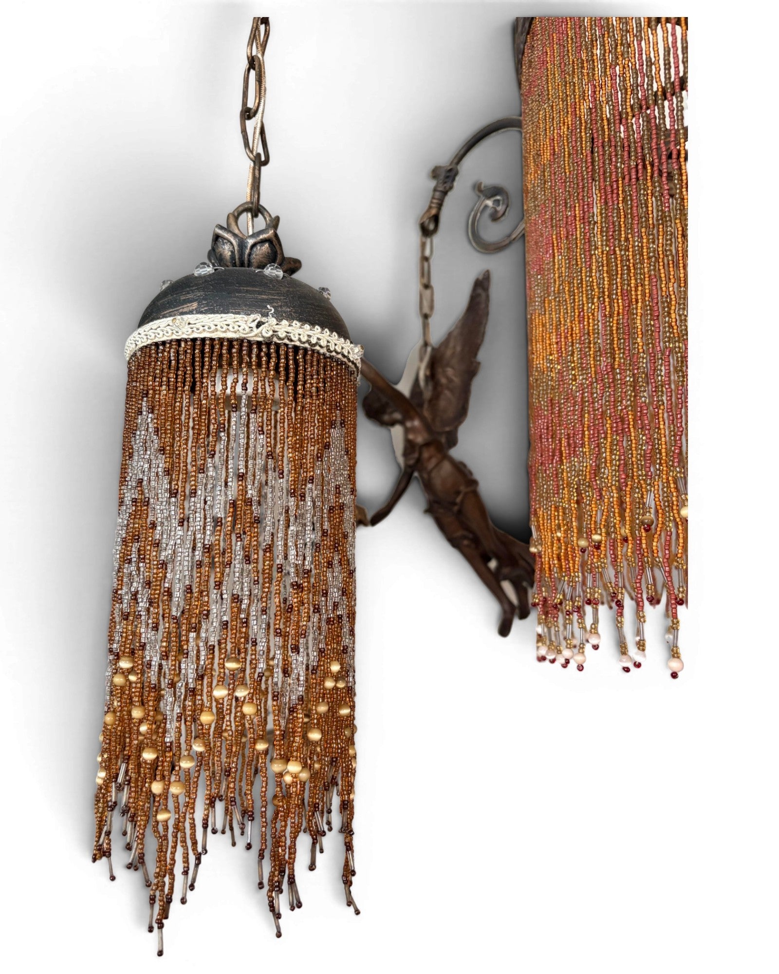 Antique-Style Hanging Lamp with Angel Figures