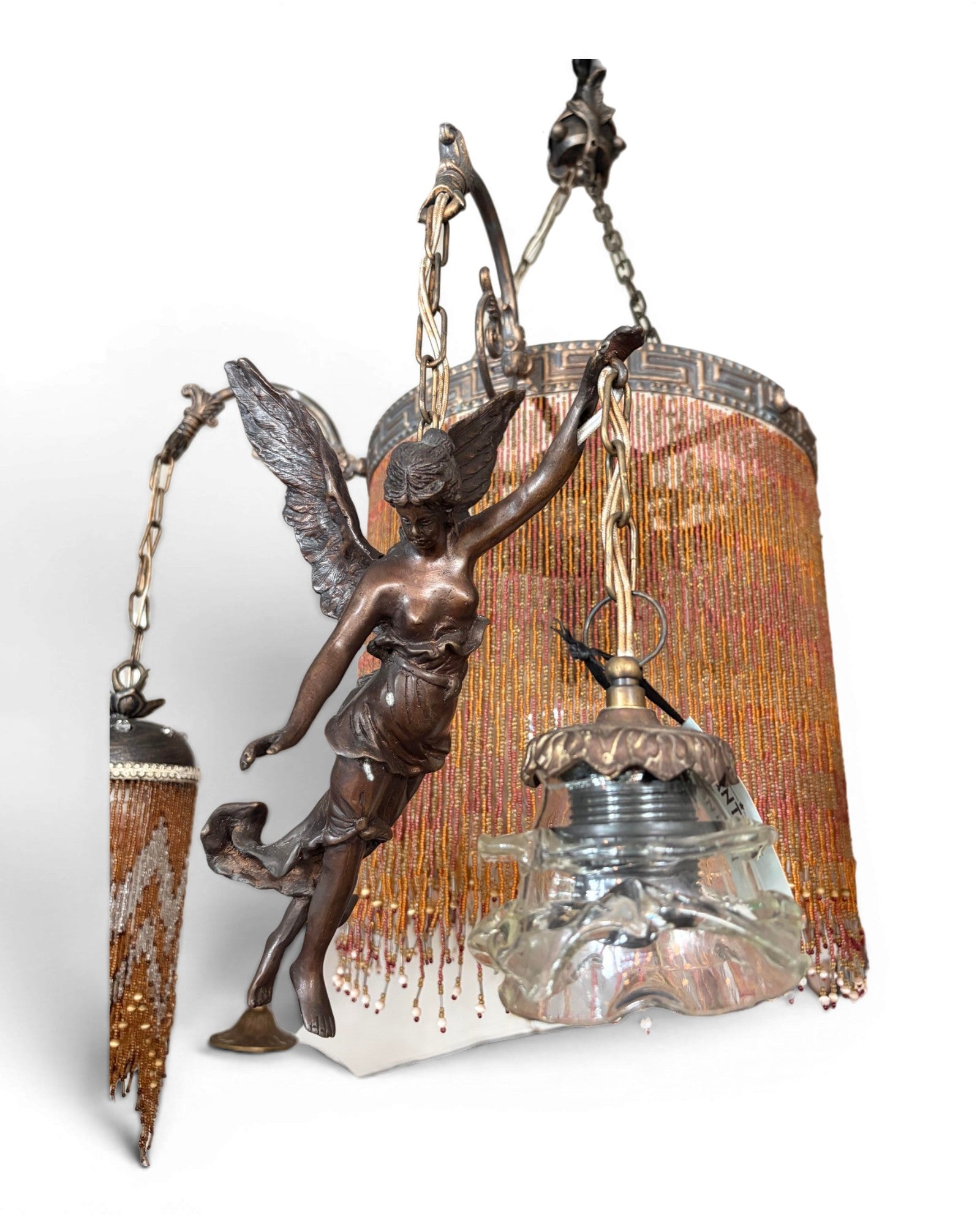 Antique-Style Hanging Lamp with Angel Figures