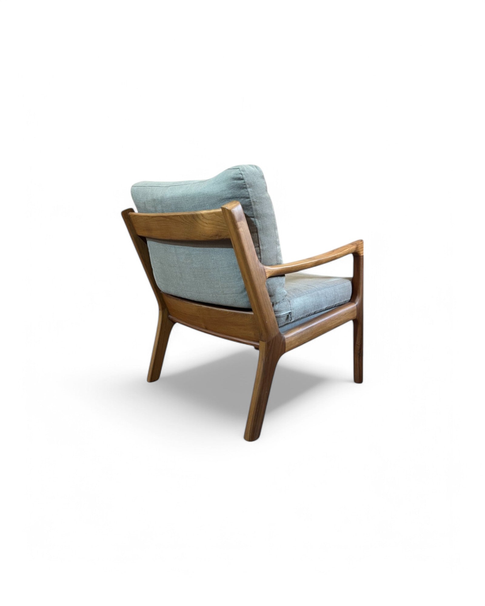 Ikat Khaki Thai Weave Teak Wood Armchair