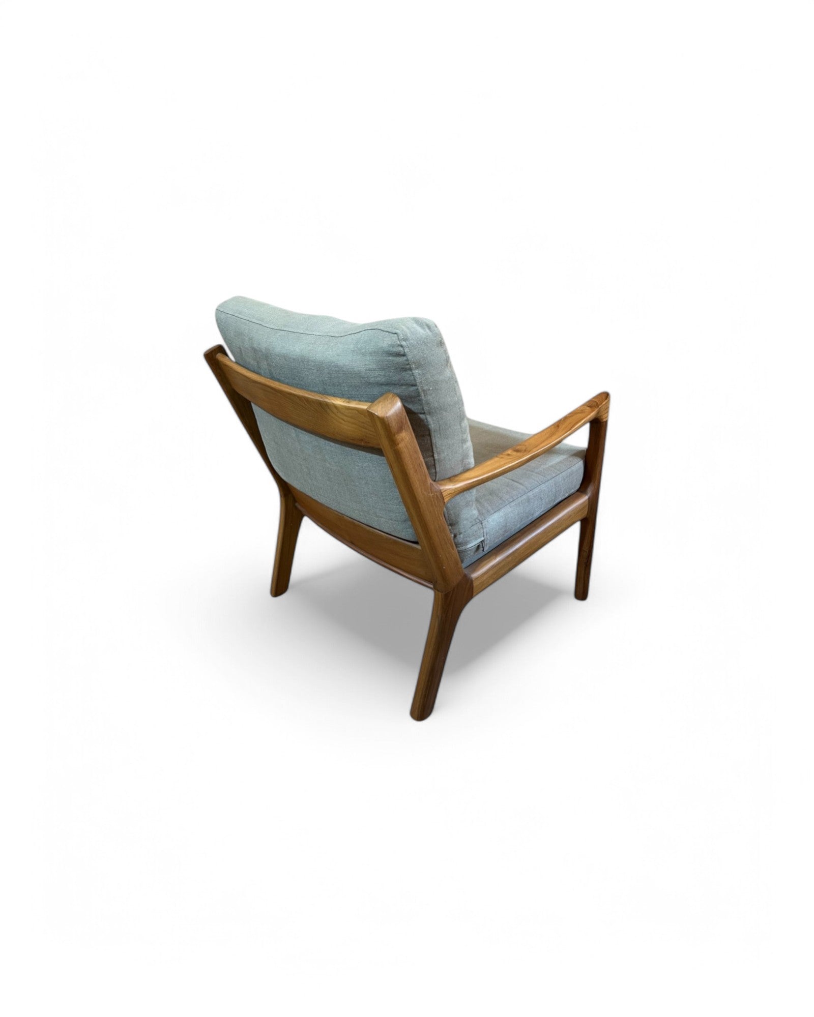 Ikat Khaki Thai Weave Teak Wood Armchair