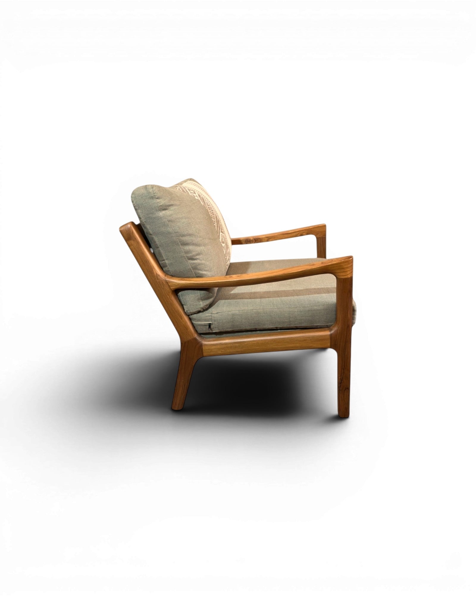 Ikat Khaki Thai Weave Teak Wood Armchair - Surround Living - 15