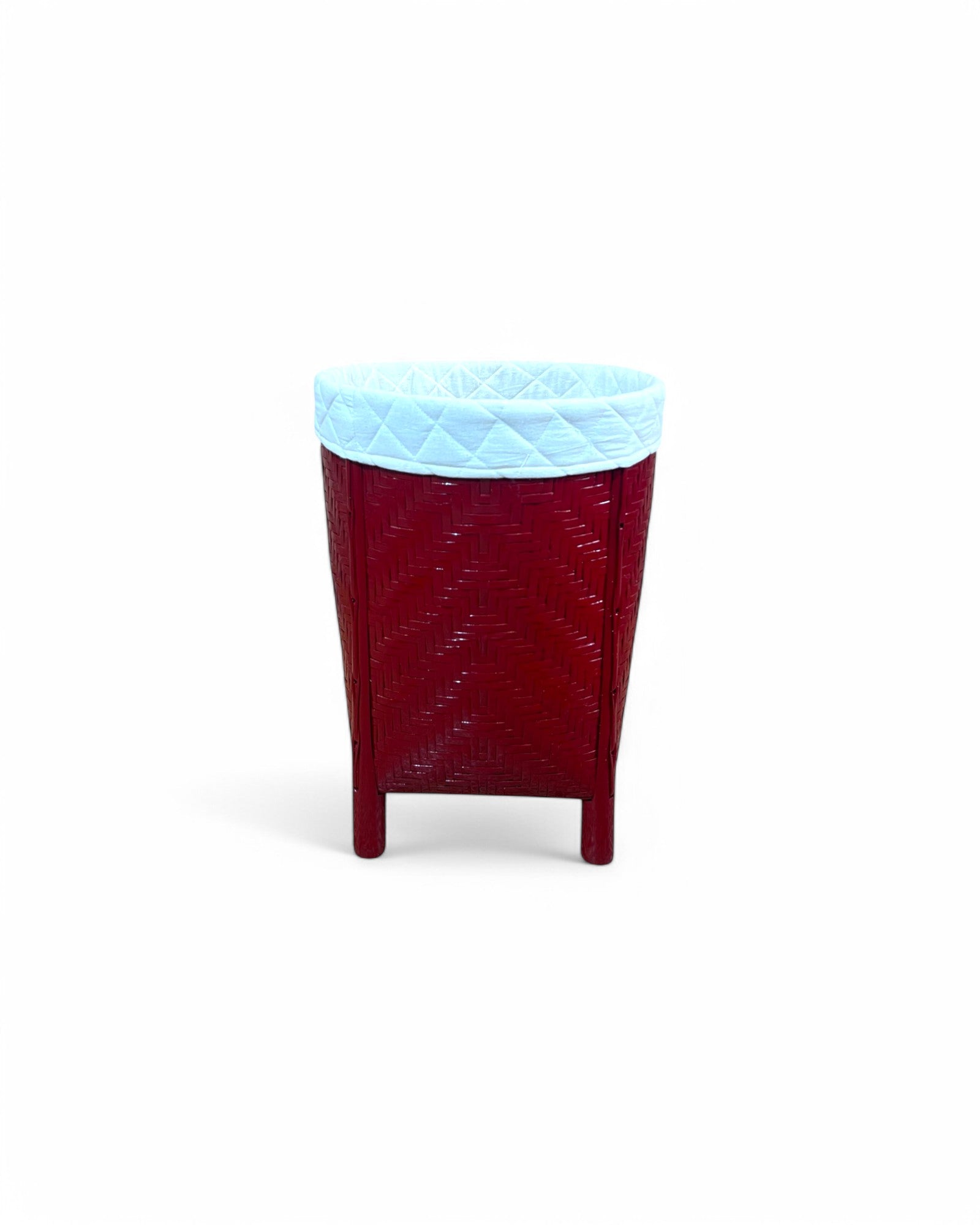 Bamboo Weaved Maroon Laundry Basket (Tall)