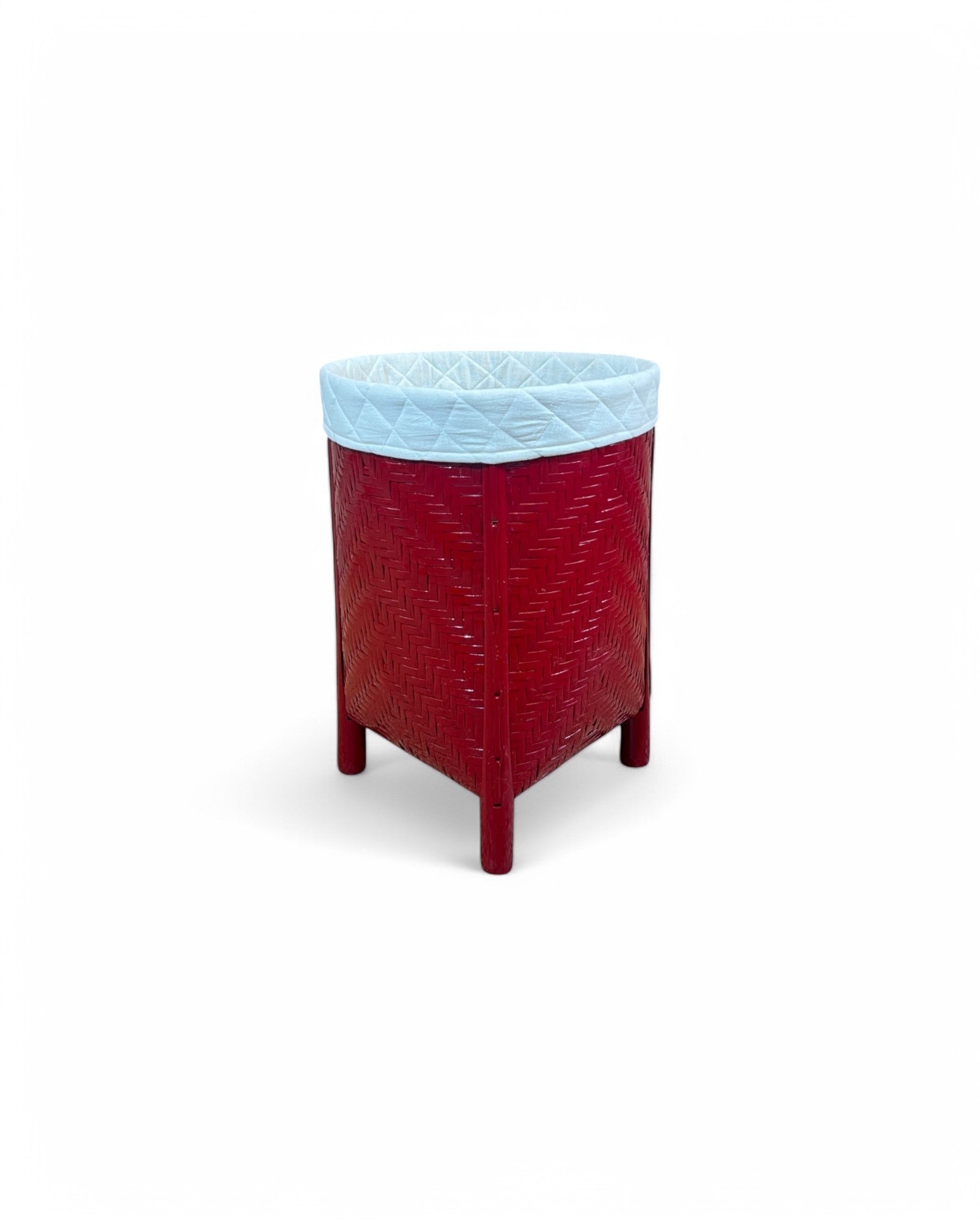 Bamboo Weaved Maroon Laundry Basket (Tall)
