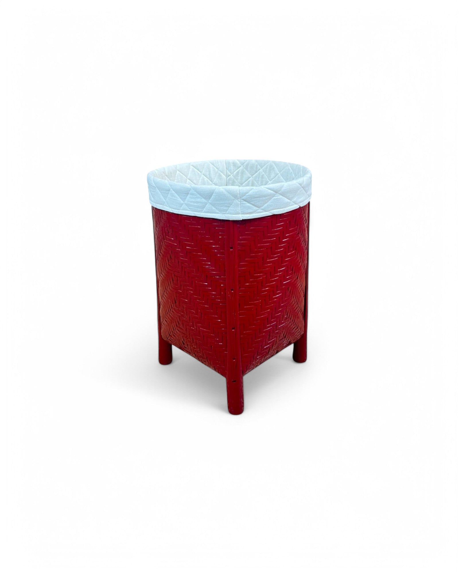 Bamboo Weaved Maroon Laundry Basket (Tall)