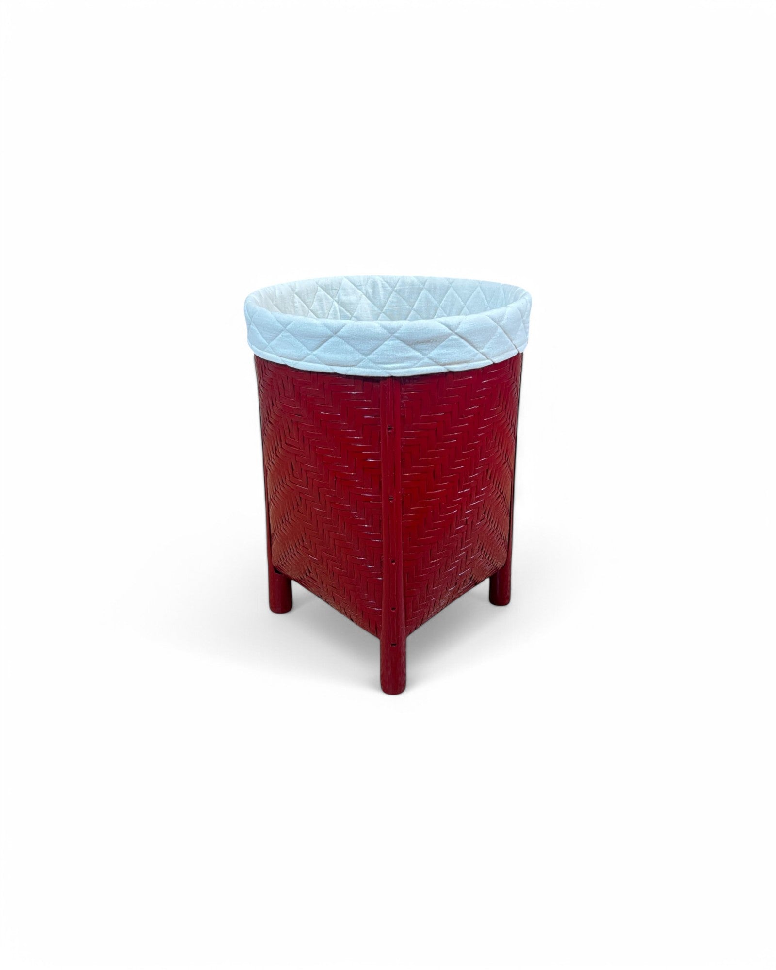 Bamboo Weaved Maroon Laundry Basket (Tall)