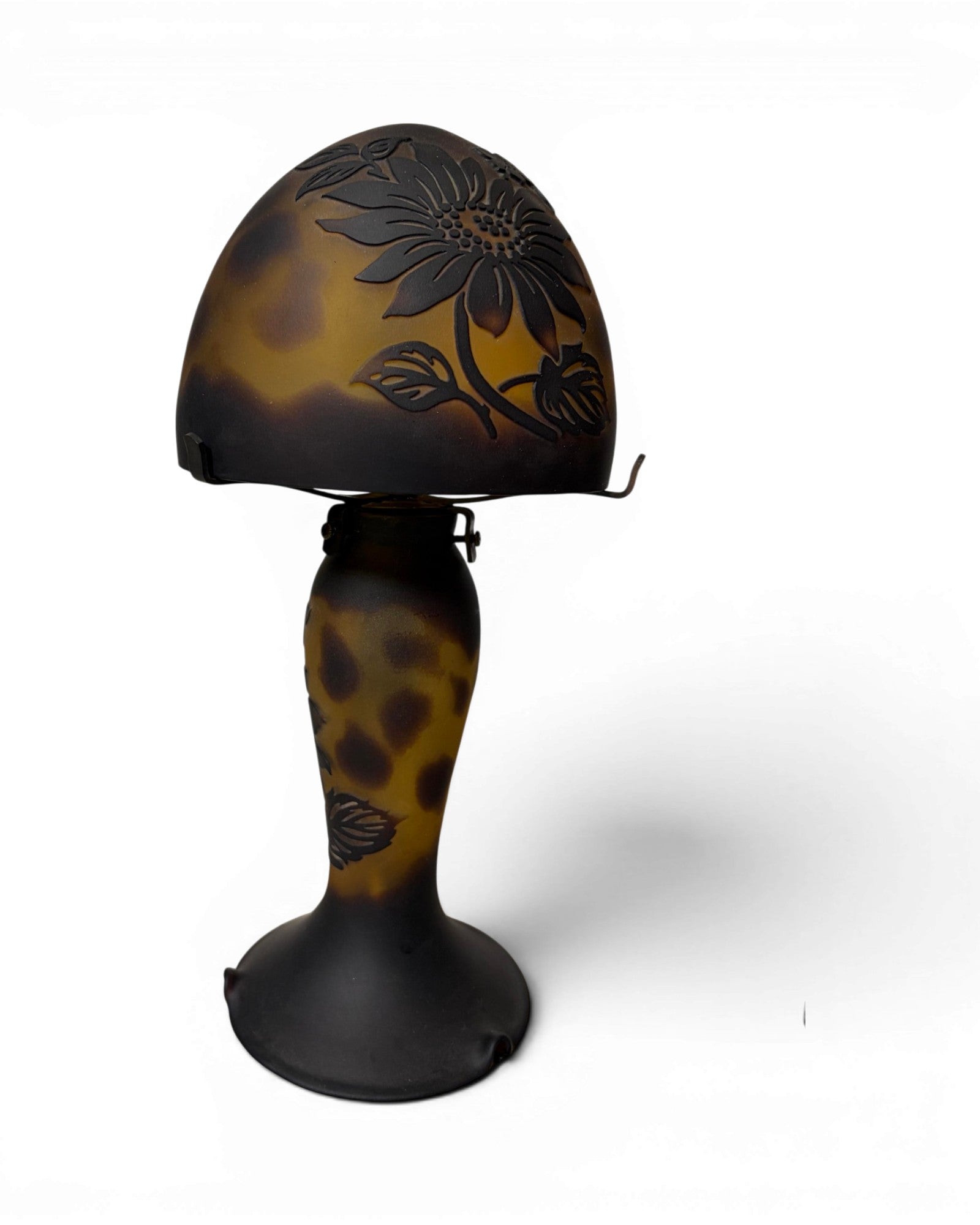 Art Nouveau Cameo Glass Table Lamp - Brown