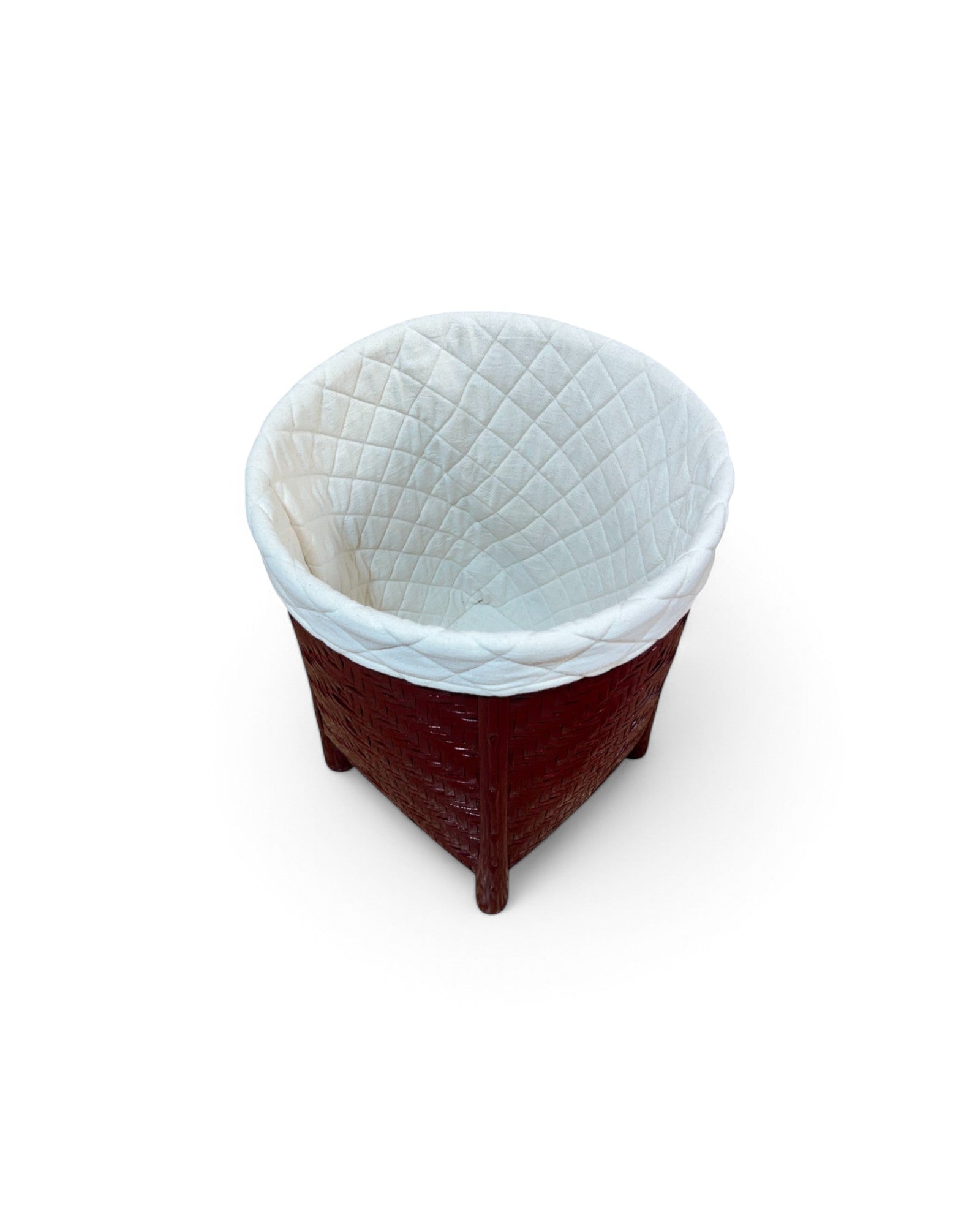 Bamboo Weaved Maroon Laundry Basket (Tall)