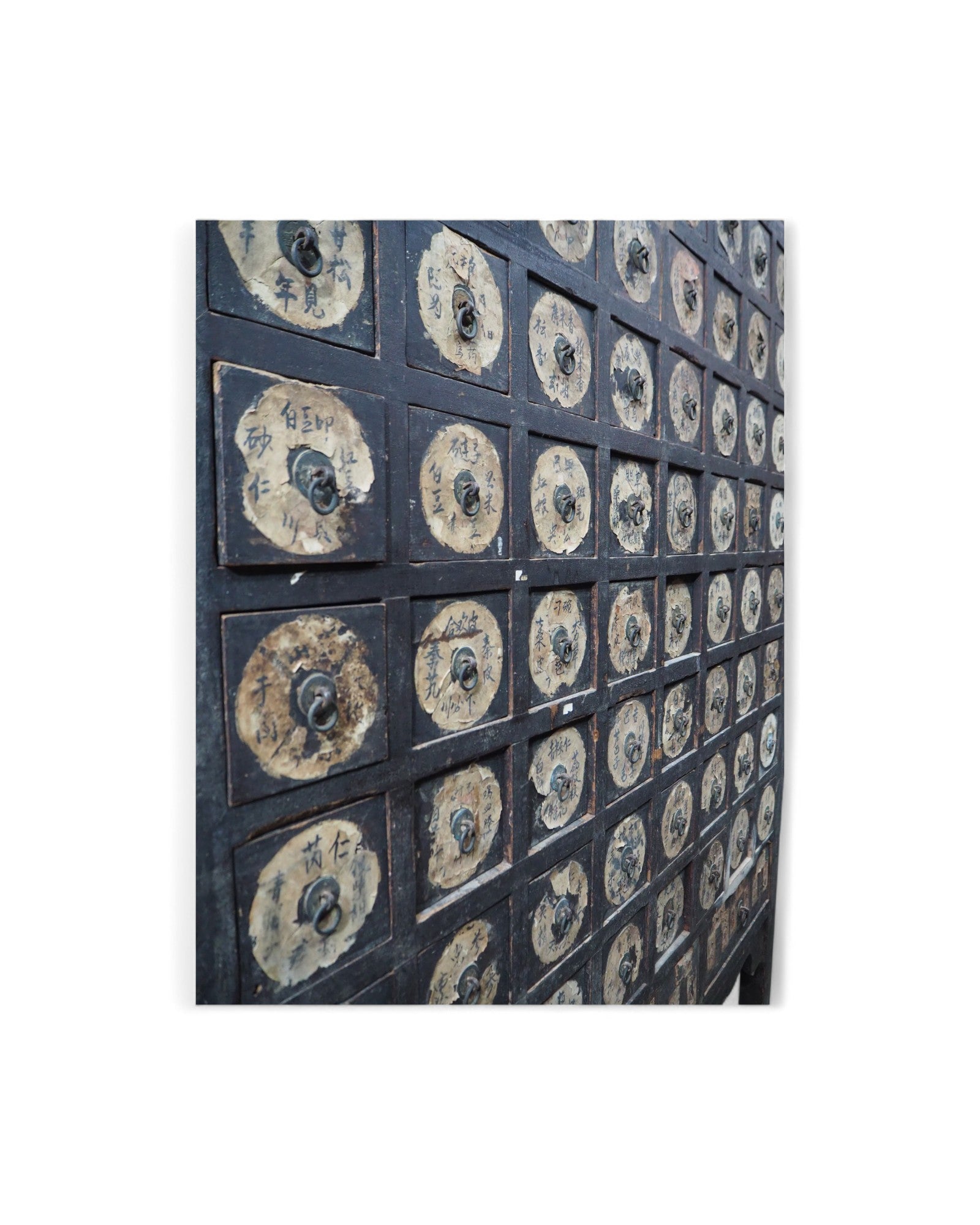 19th Century Antique Chinese Medicine Cabinet with Preserved Hand-Calligraphic Labels