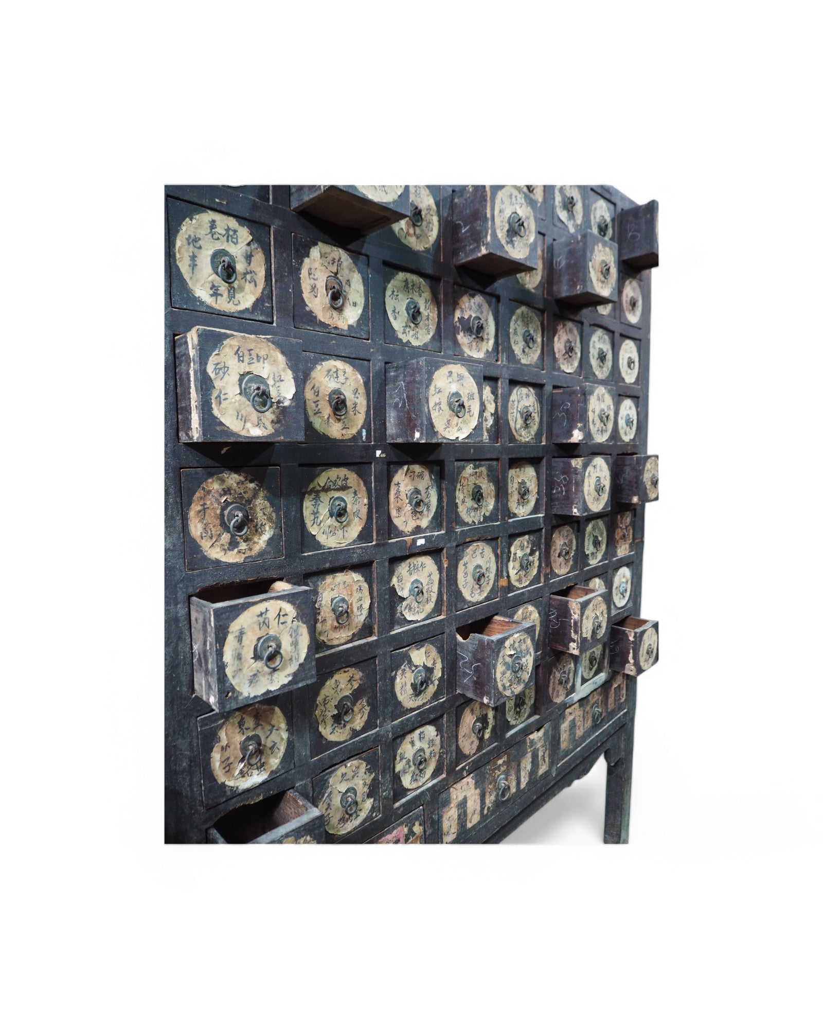 19th Century Antique Chinese Medicine Cabinet with Preserved Hand-Calligraphic Labels