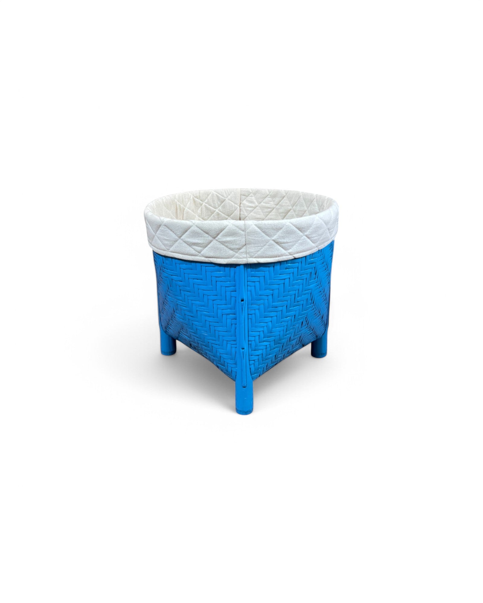 Bamboo Weaved Light Blue Laundry Basket (Short)