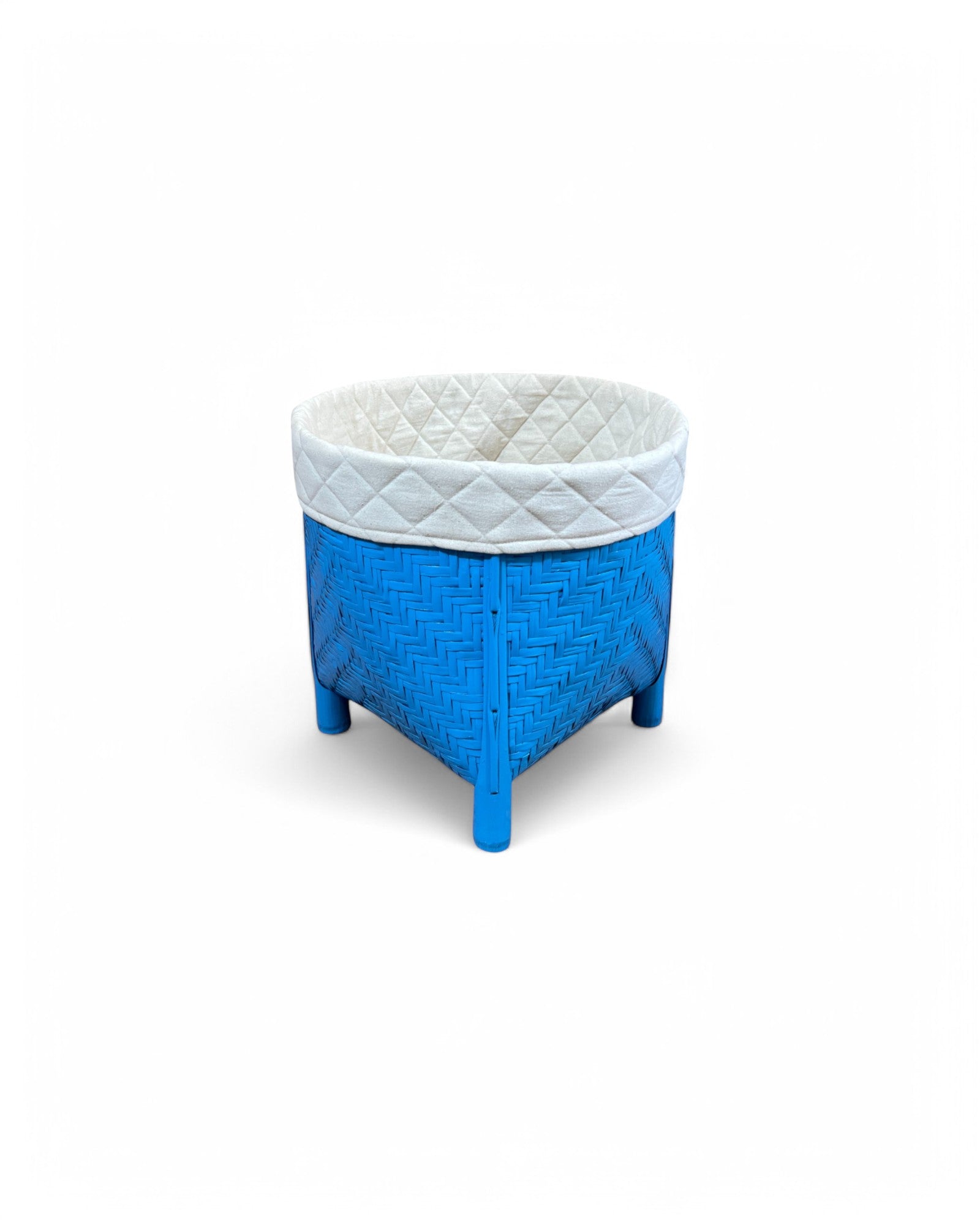 Bamboo Weaved Light Blue Laundry Basket (Short)