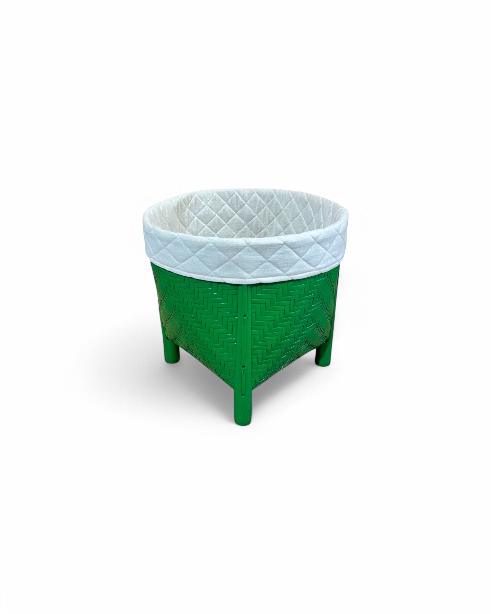 Bamboo Weaved Green Laundry Basket (Short)