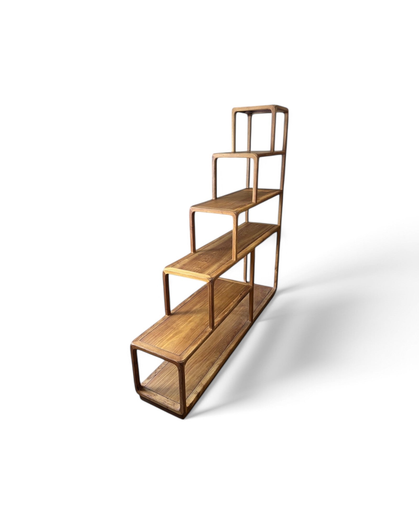 Ascending Stair Teak Shelf Unit