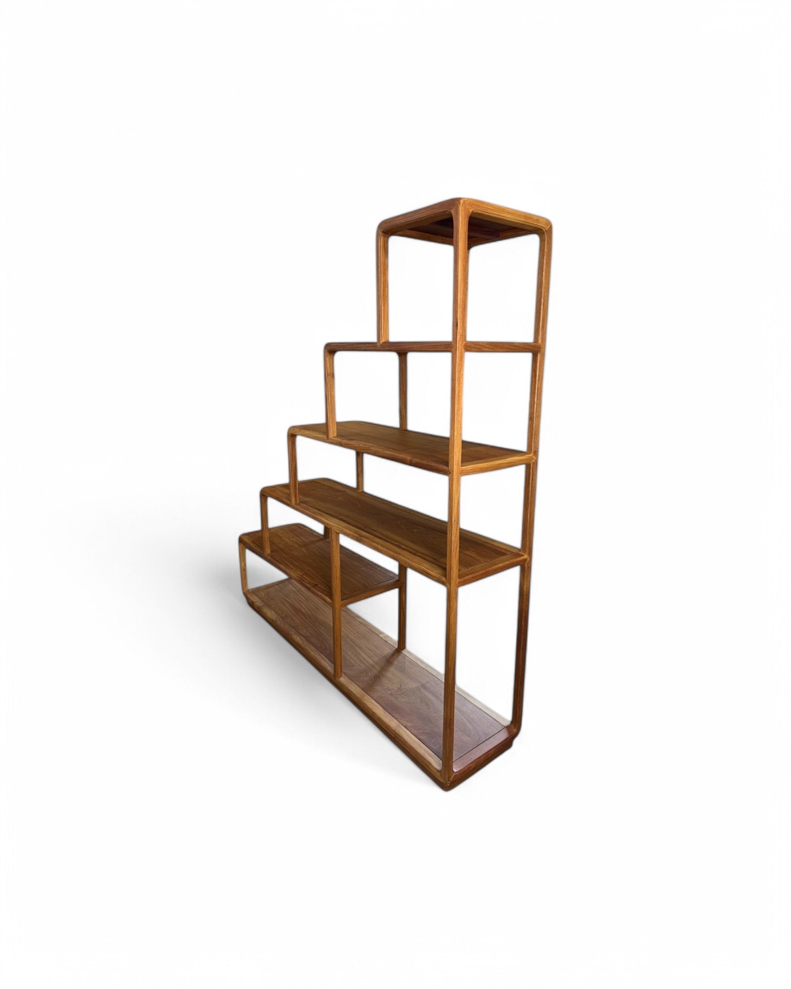 Ascending Stair Teak Shelf Unit