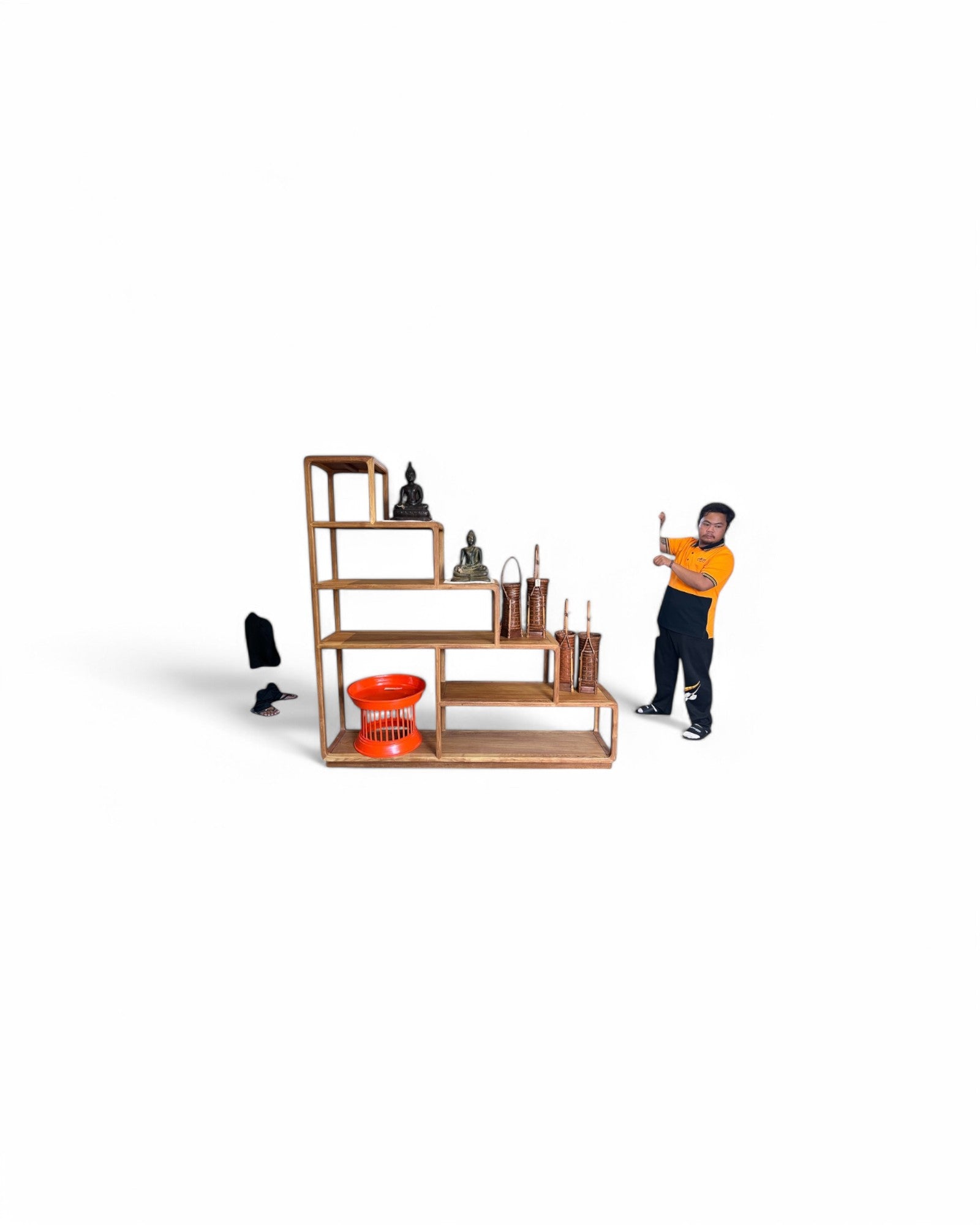 Ascending Stair Teak Shelf Unit