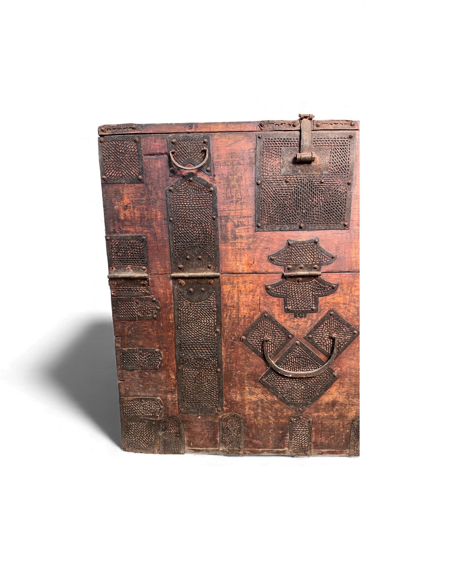 Antique North Korean Banjadi Chest with Iron Paper - Cut Motifs - Surround Living - 24